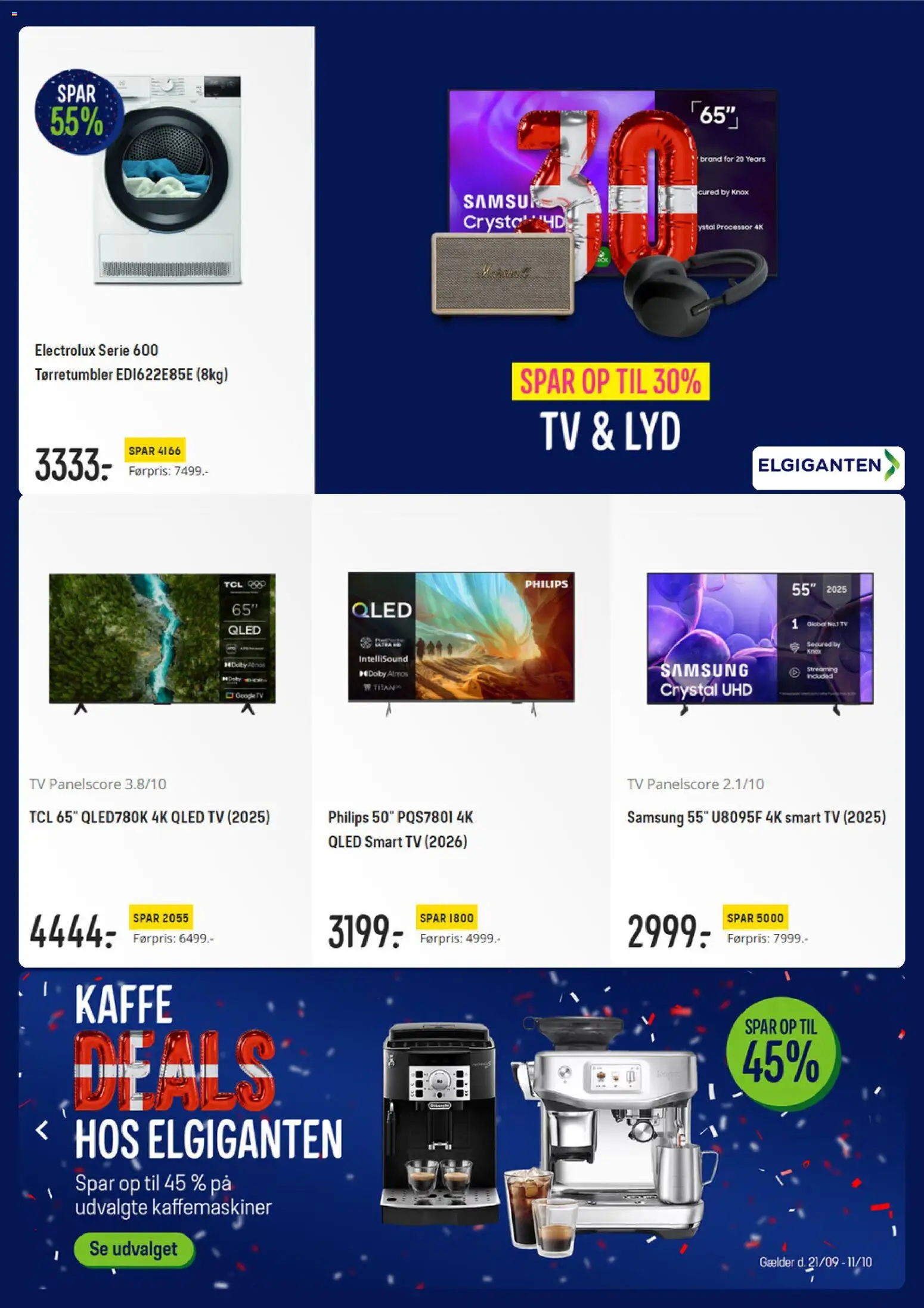 Elgiganten tilbudsavis – gyldig fra 21/09/2026 | Side: 2 | Produkter: Processor, Smart TV, Lyd, Tørretumbler