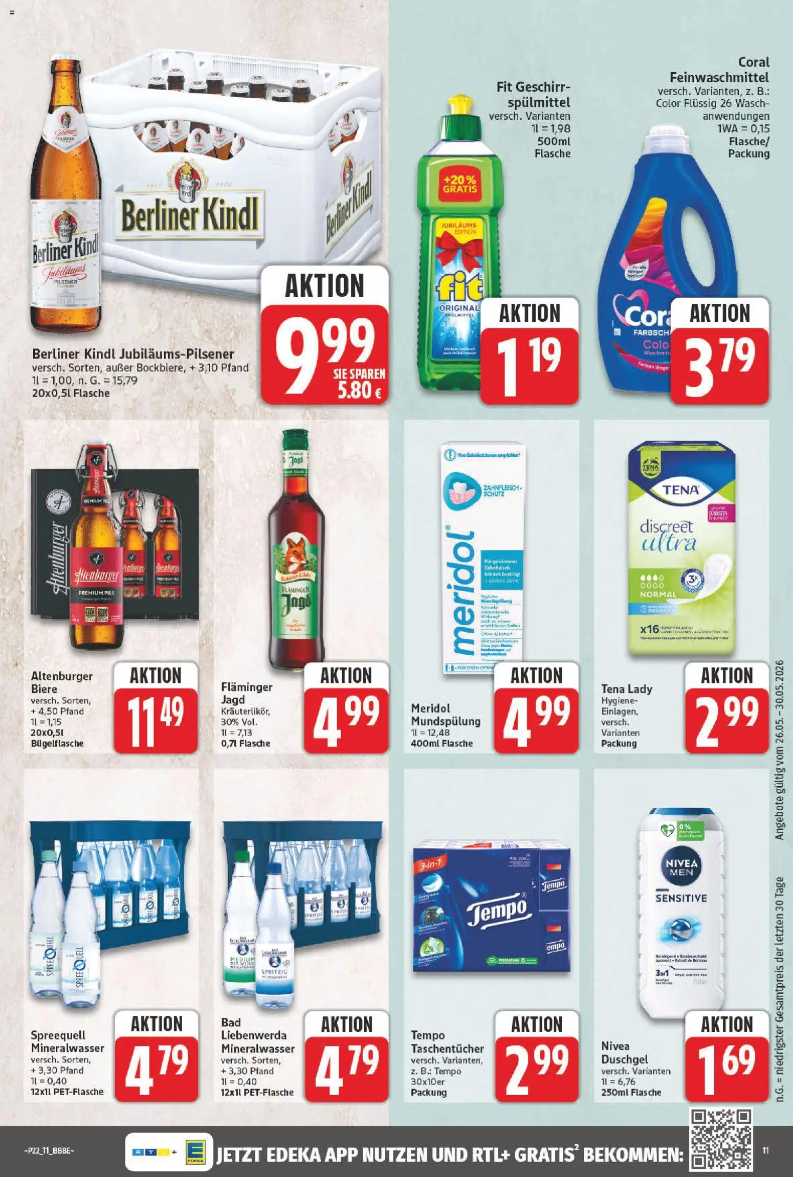 NP Discount Prospekt – gültig ab 26.05.2026 | Seite: 11 | Produkte: Coral, Pils, Mineralwasser, Duschgel