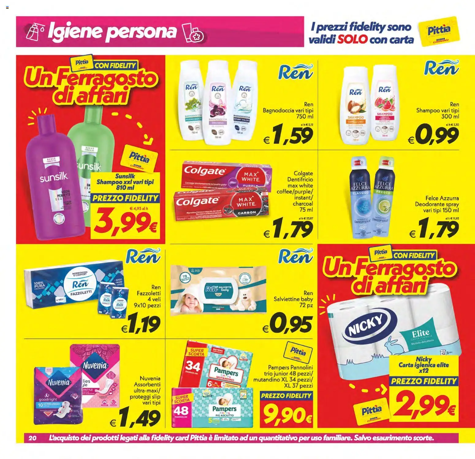Volantino SuperConveniente del 11/08/2026 | Pagina: 20 | Prodotti: Carta igienica, Deodorante, Assorbenti, Orchidea