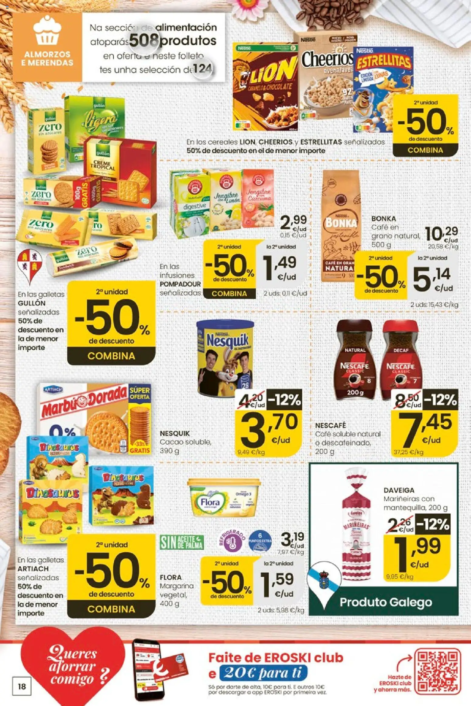 Eroski Quieres ahorrar conmigo │ válido desde el 14.05.2026 | Página: 18 | Productos: Cereales, Galletas, Margarina, Φρυγανιές σικάλεως