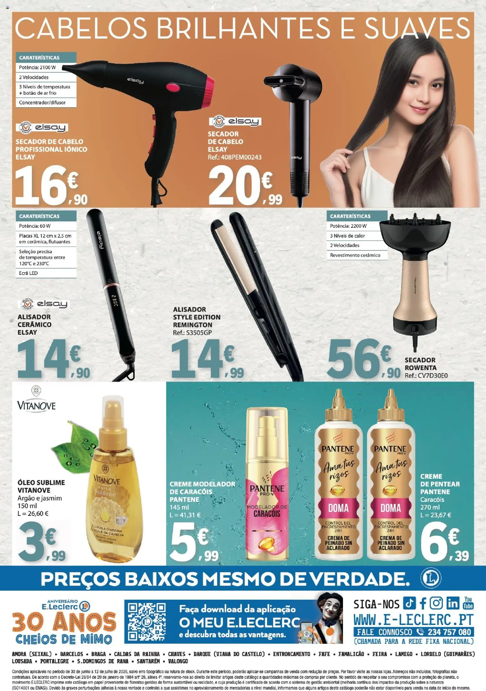 E.Leclerc Especial Beleza │ válido de 30/06/2026 | Página: 12 | Produtos: Faca, Secador, Secador de cabelo, Óleo