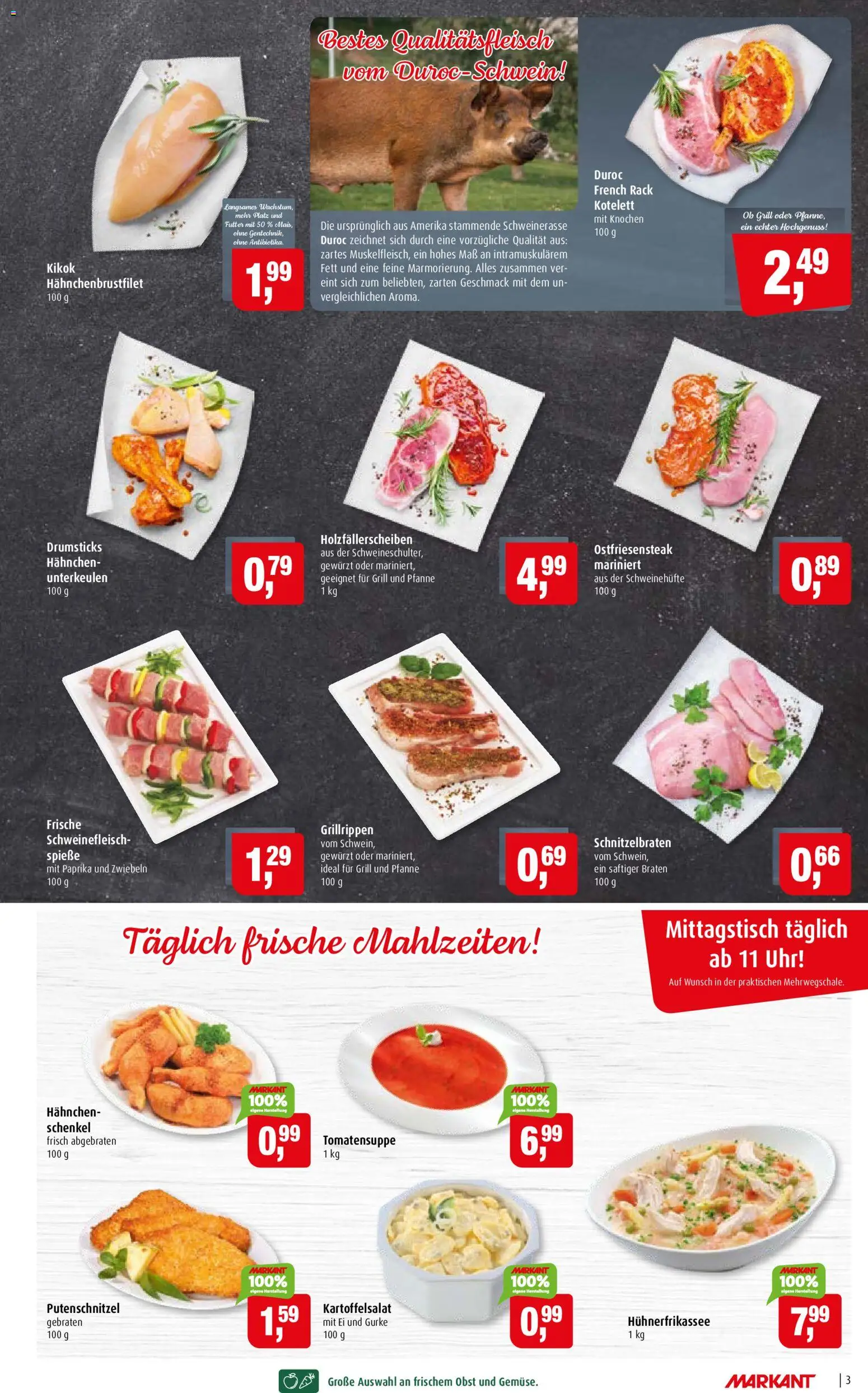 Markant Prospekt – gültig ab 17.08.2026 | Seite: 3 | Produkte: Spieße, Zwiebeln, Obst, Schweinefleisch