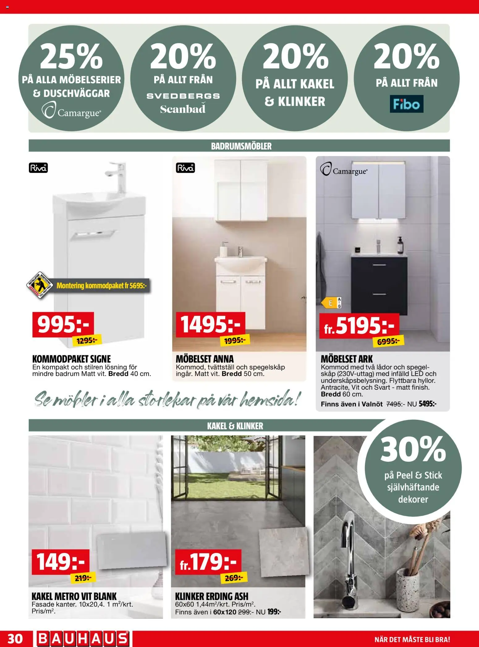 Bauhaus reklamblad aktuell från 01.05.2026 | Sida: 30 | Produkter: Skåp, Tvättställ, Spegel
