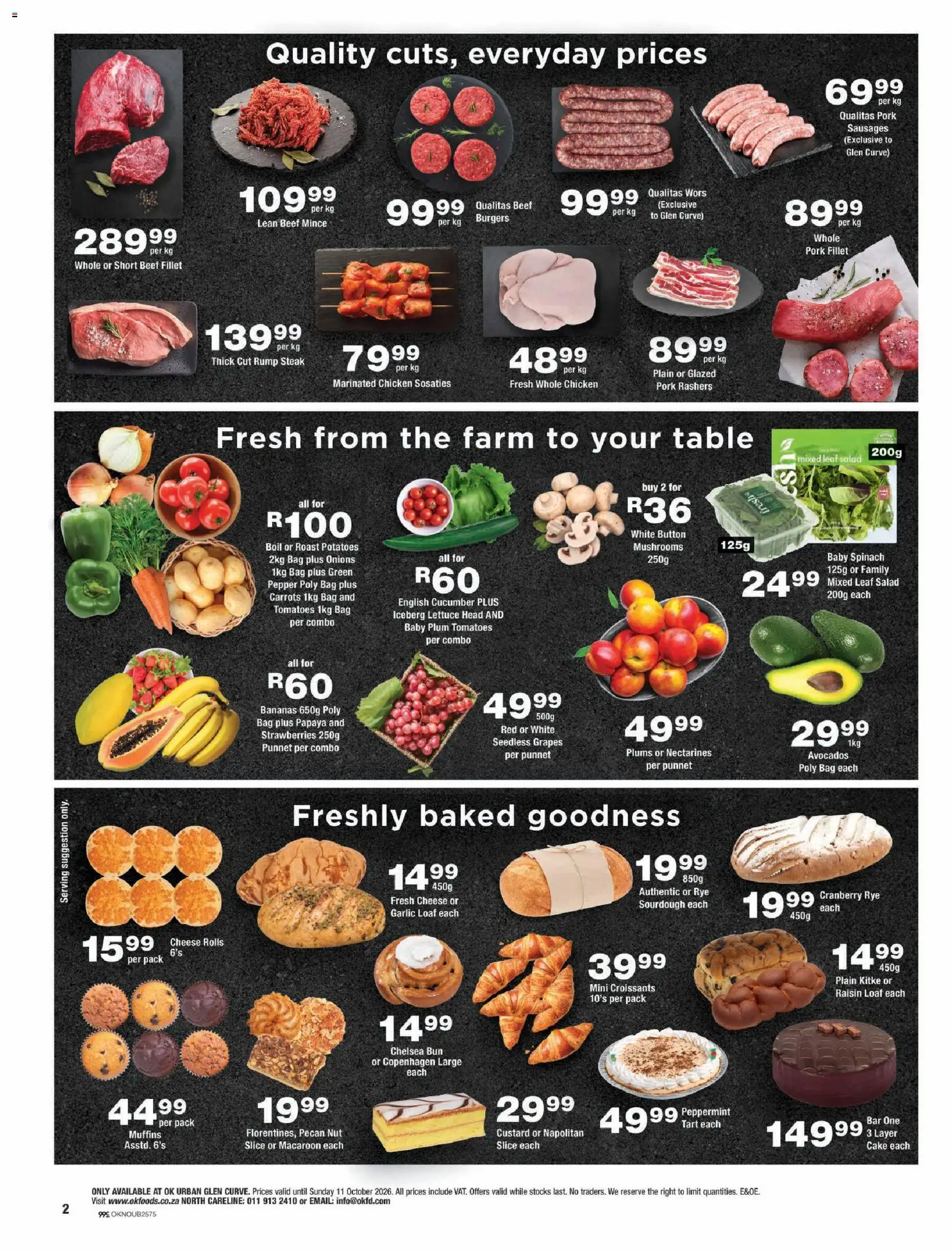 New OK Foods catalogue – valid from 23/09/2026 | Page: 2 | Products: Muffins, Custard, Bananas, Beef