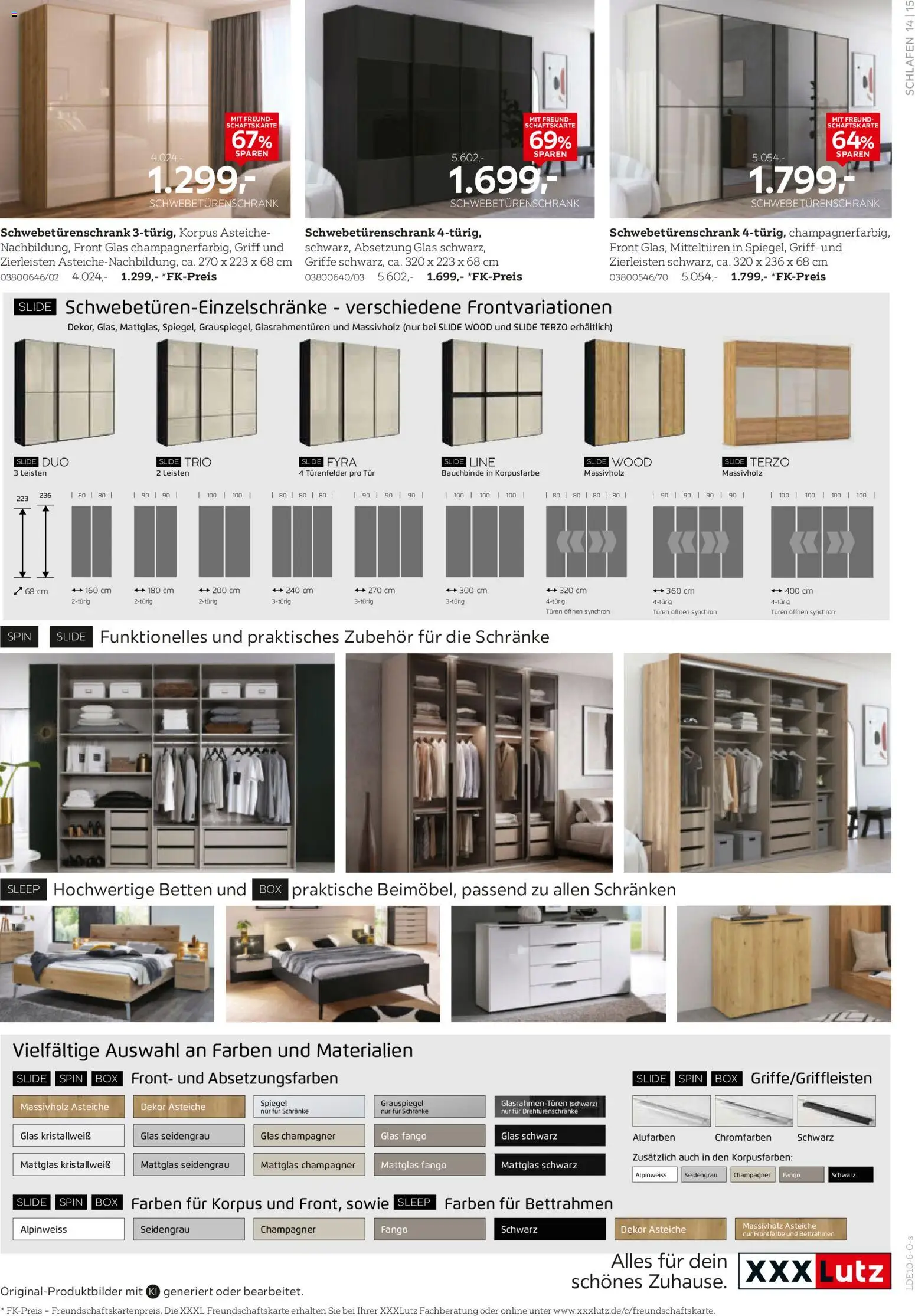 XXXLutz Schlafzimmer Spezial – gültig ab 10.10.2026 | Seite: 15 | Produkte: Schwebetürenschrank, Box, Spiegel, Tür