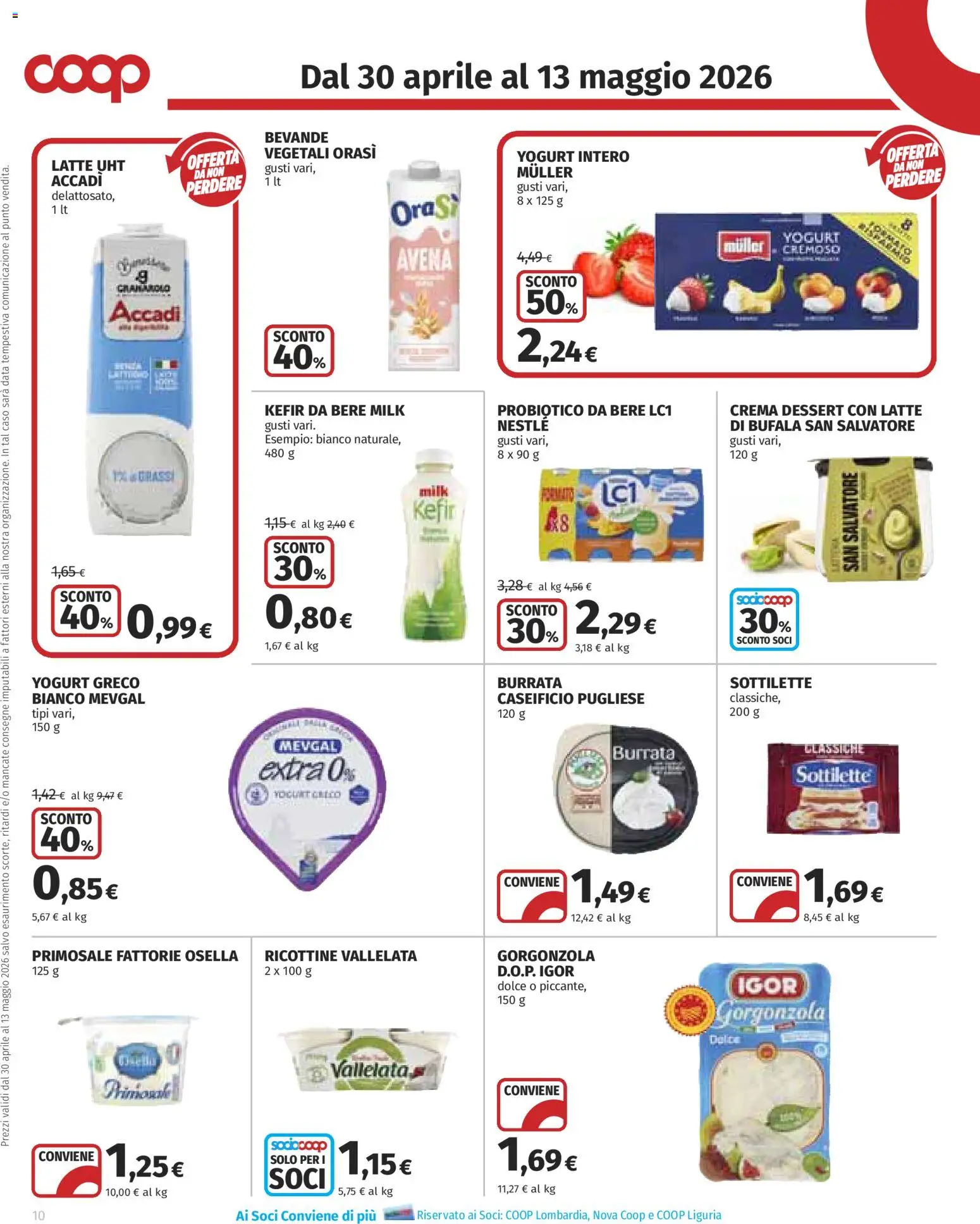 Volantino COOP del 30.04.2026 | Pagina: 10 | Prodotti: Crema, Yogurt, Data, Burrata