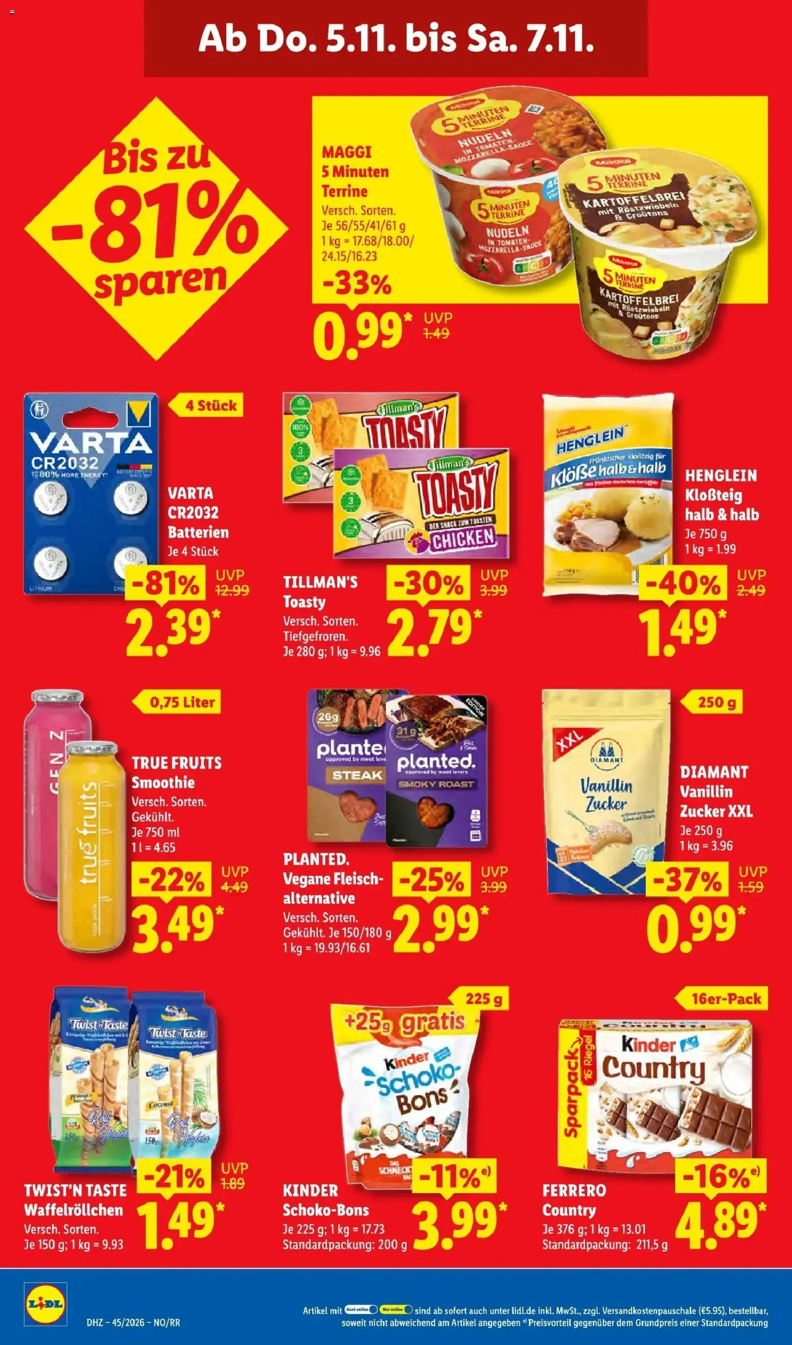 Lidl Prospekt Höxter (ab 02.11.2026) zum Blättern » Angebote | Seite: 64 | Produkte: Maggi, Batterien, Tomaten, Nudeln