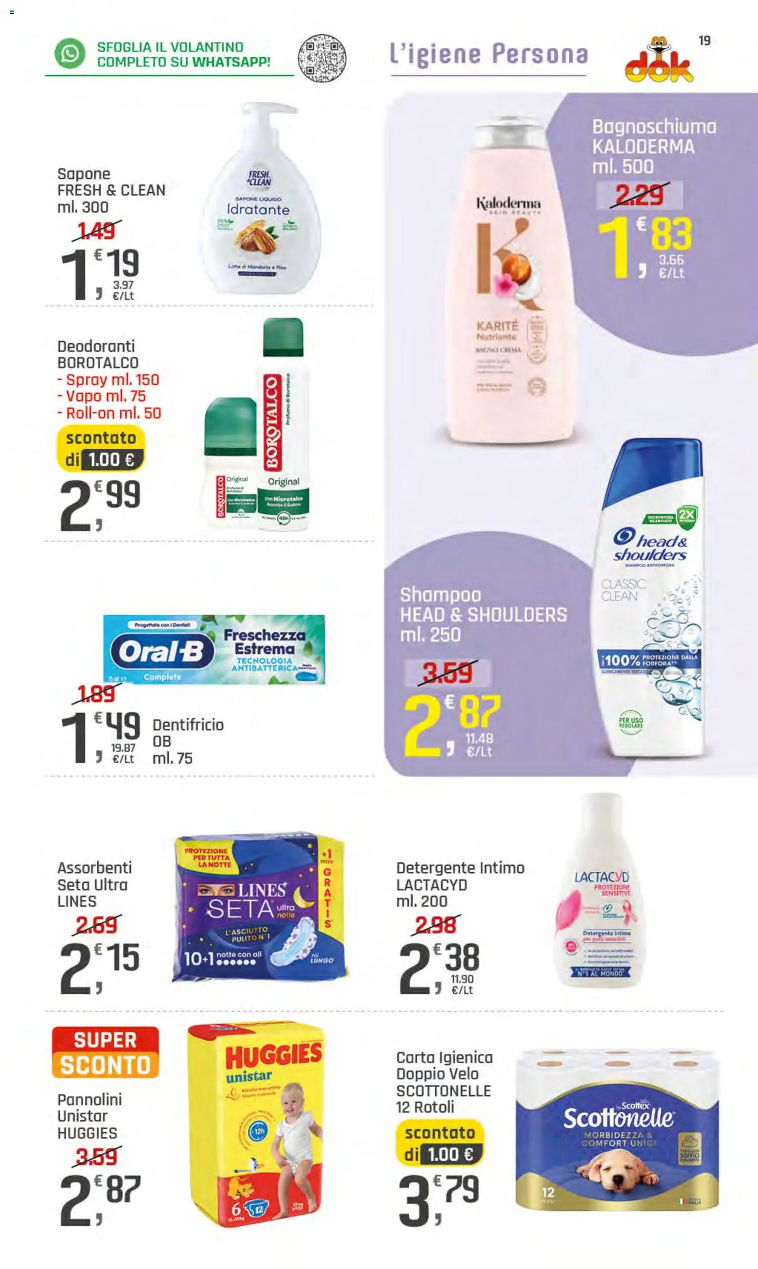 Volantino DOK del 28.05.2026 | Pagina: 19 | Prodotti: Pannolini, Sapone, Detergente, Intimo