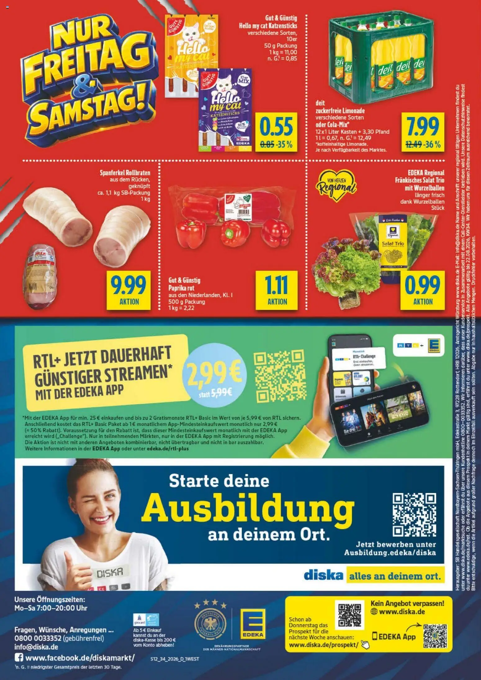 Diska - Diska Angebote Bayern KW34 – gültig ab 17.08.2026 | Seite: 12 | Produkte: Paprika rot, Limonade, Paprika, Salat
