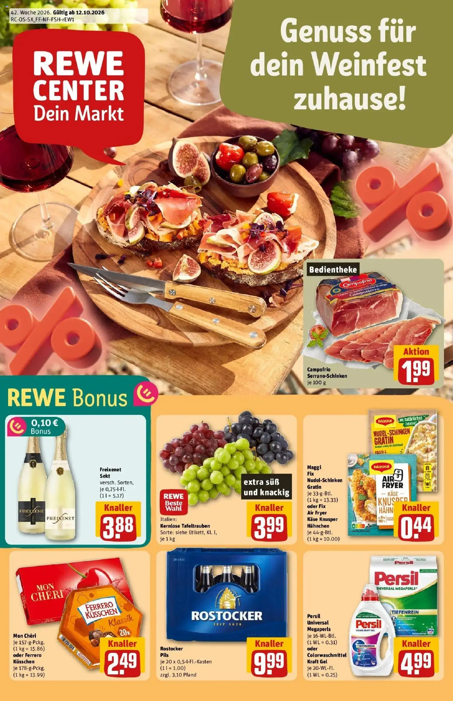 REWE Prospekt ab 12.10.2026 zum Blättern » Angebote | Seite: 1 | Produkte: Maggi, Käse, Freixenet, Sekt