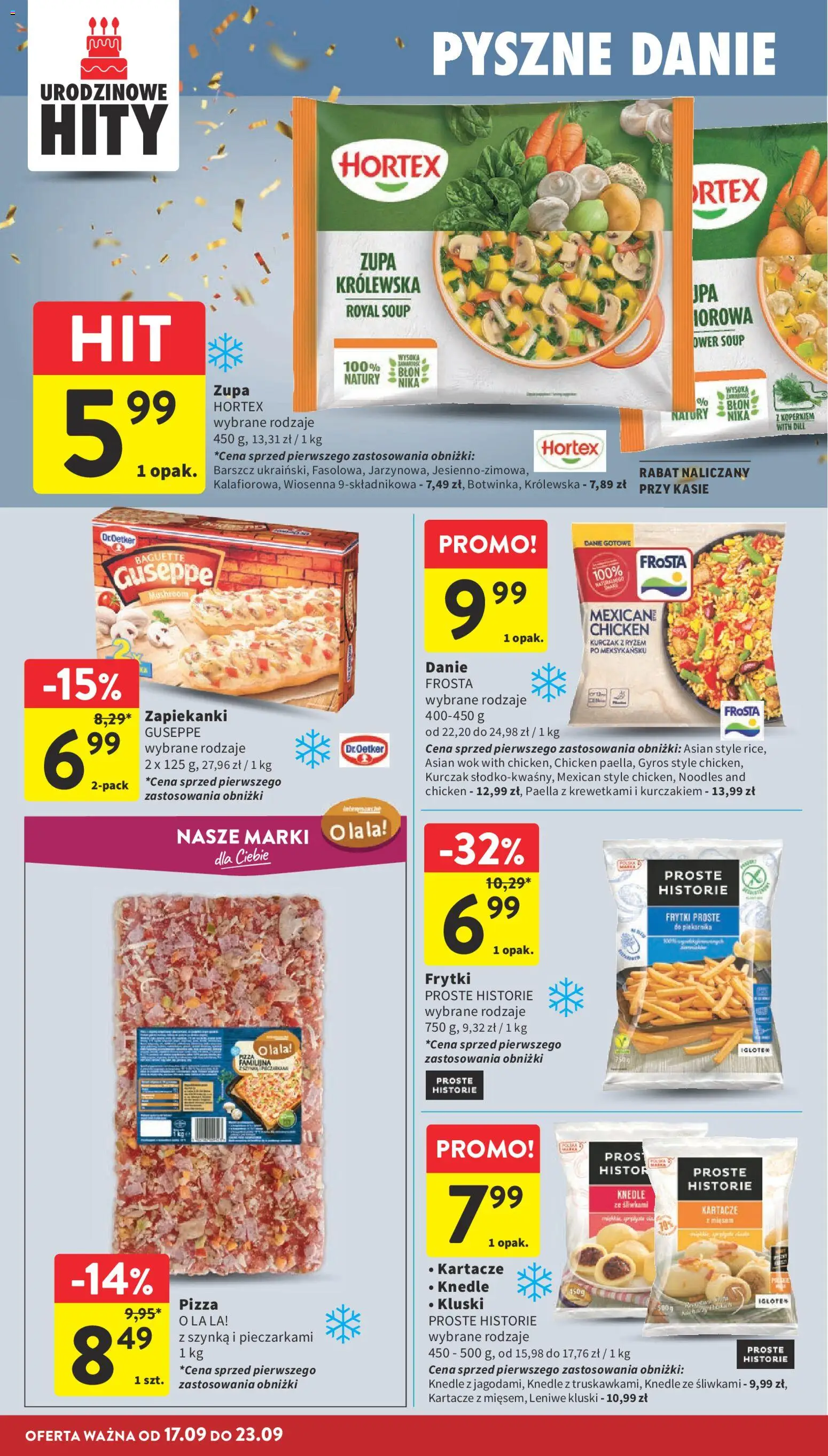 Intermarche gazetka od 17.09.2026 | Strona: 20 | Produkty: Pizza familijna, Wok, Zupa, Frytki