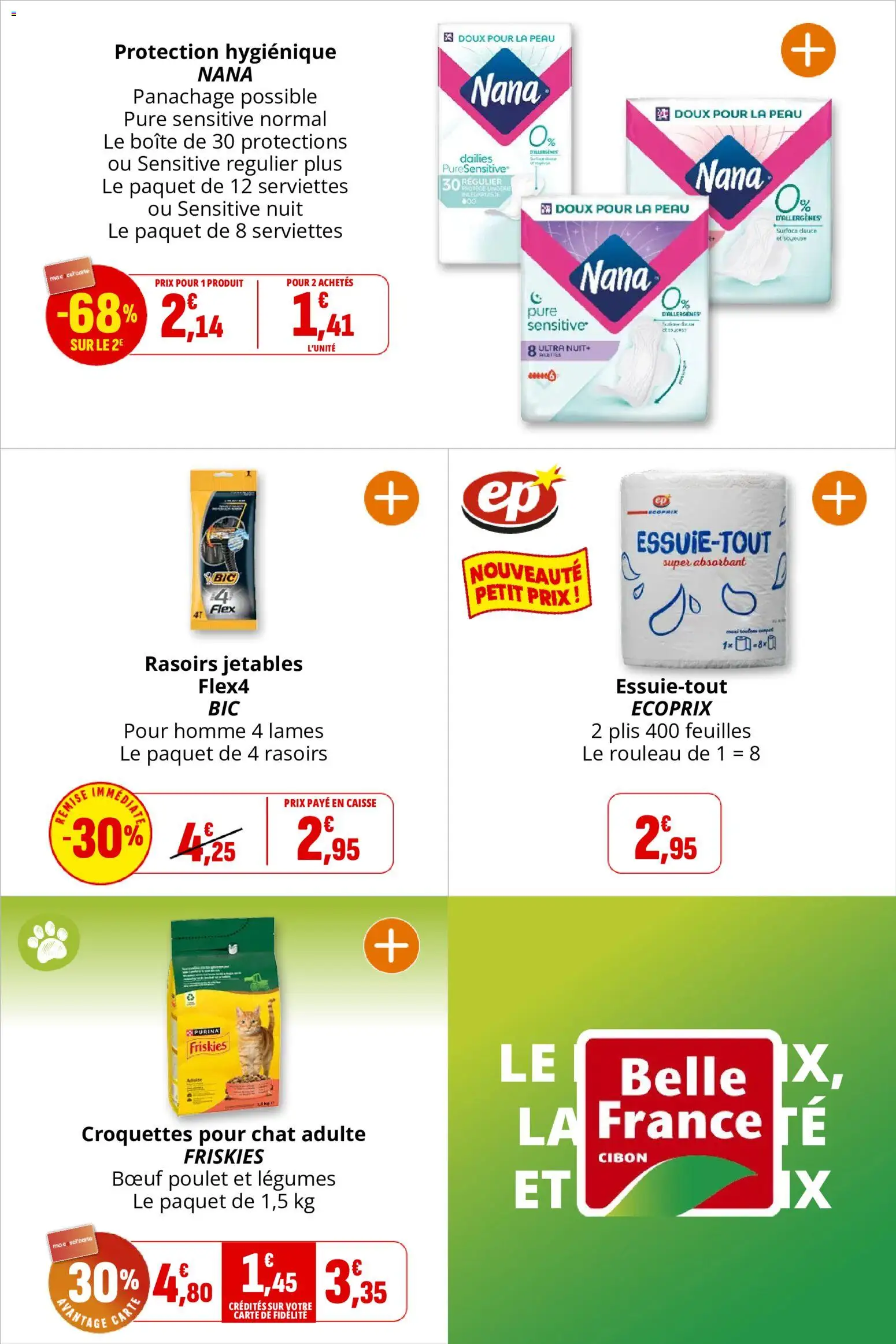 {H1} | Page: 40 | Produits: Protection hygiénique, Poulet, Rouleau, Croquettes pour chat