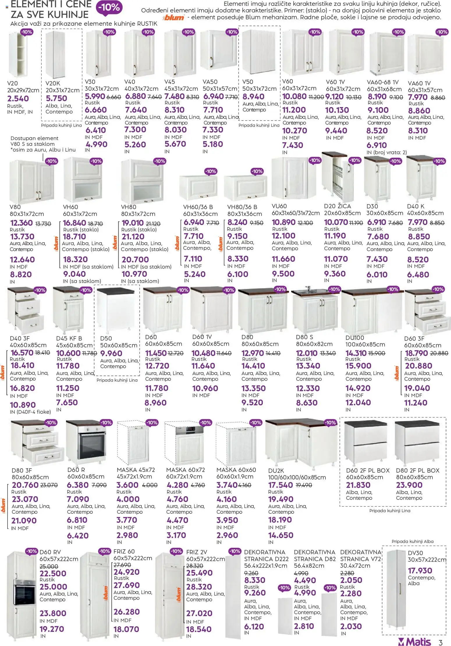 Matis katalog - važi od 01.10.2026 | Strana: 3 | Proizvode: Kuhinja, Vrata, Staklo, Maska