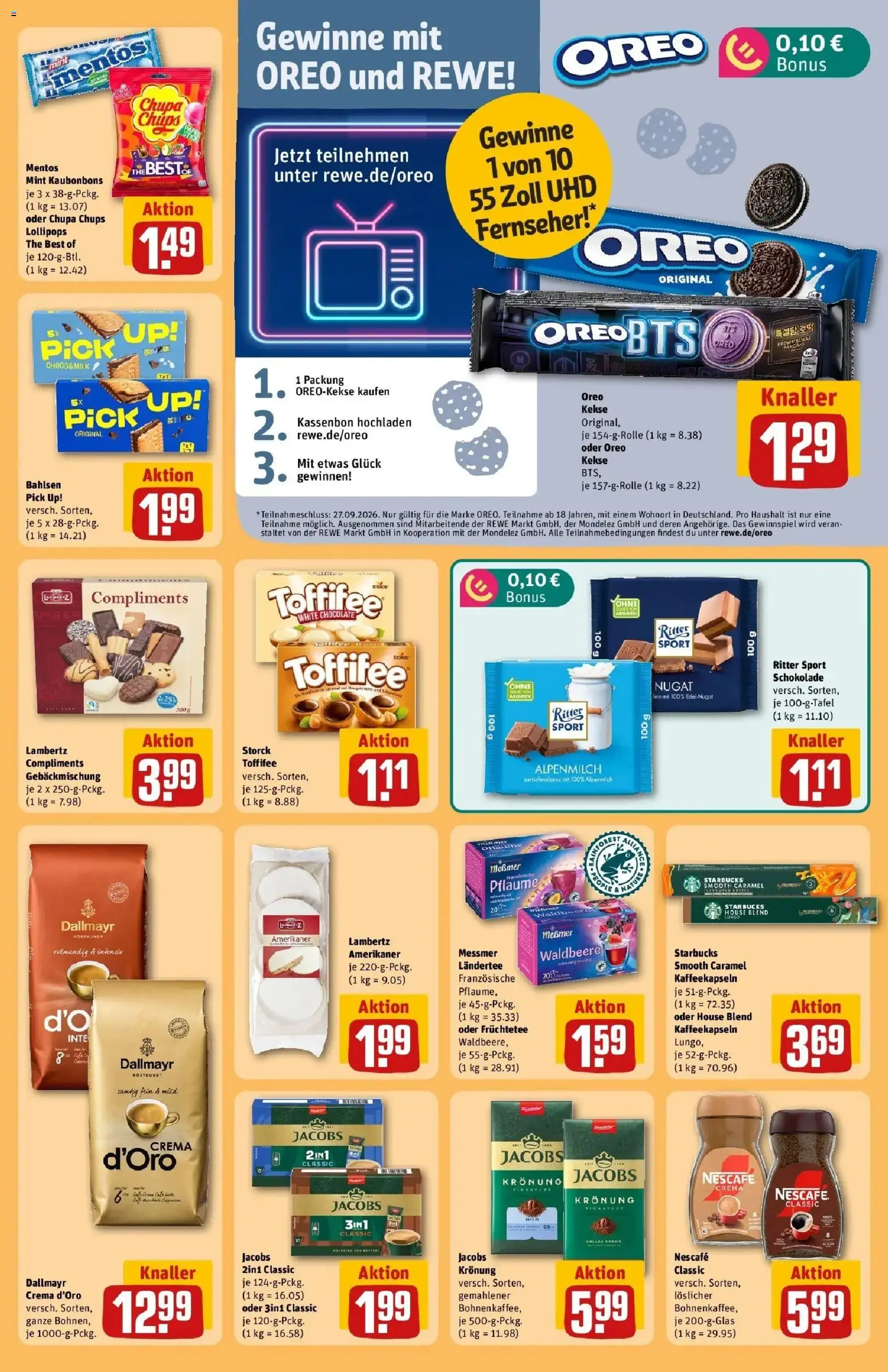 REWE Prospekt ab 21.09.2026 zum Blättern » Angebote | Seite: 31 | Produkte: Früchtetee, Starbucks, Dallmayr, Fernseher