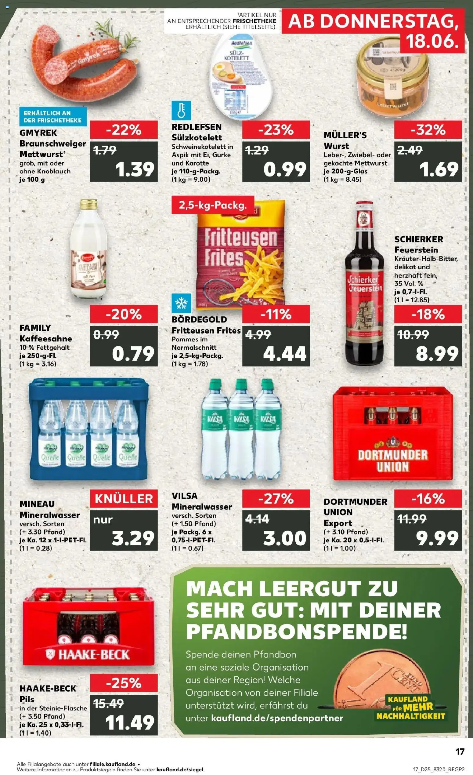 Kaufland Prospekt Norden – gültig ab 15.06.2026 | Seite: 2 | Produkte: Pommes, Mineralwasser, Wurst, Knoblauch
