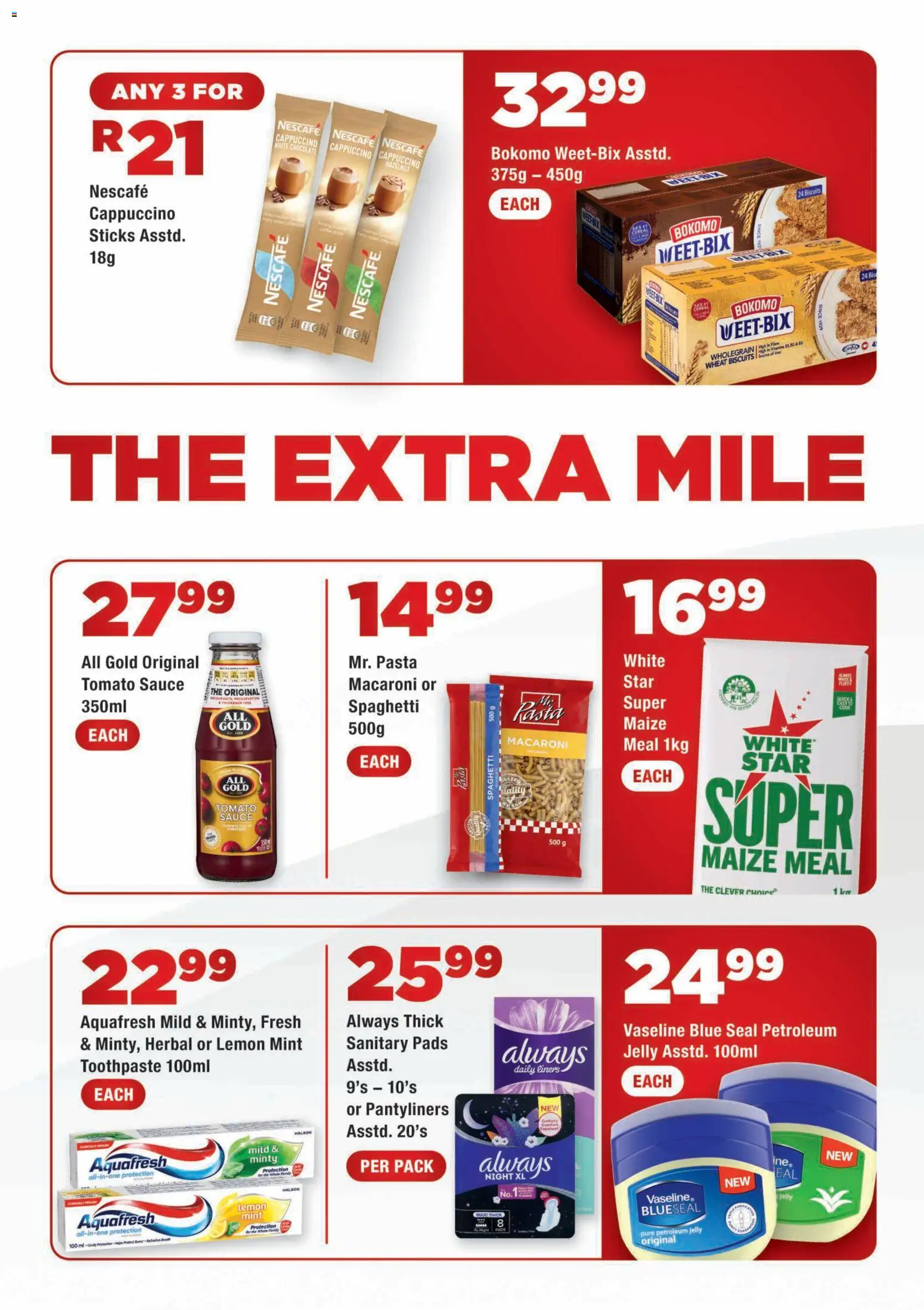 New OK Foods catalogue – valid from 05/10/2026 | Page: 3 | Products: Pads, Maize meal, Chocolate, Spaghetti
