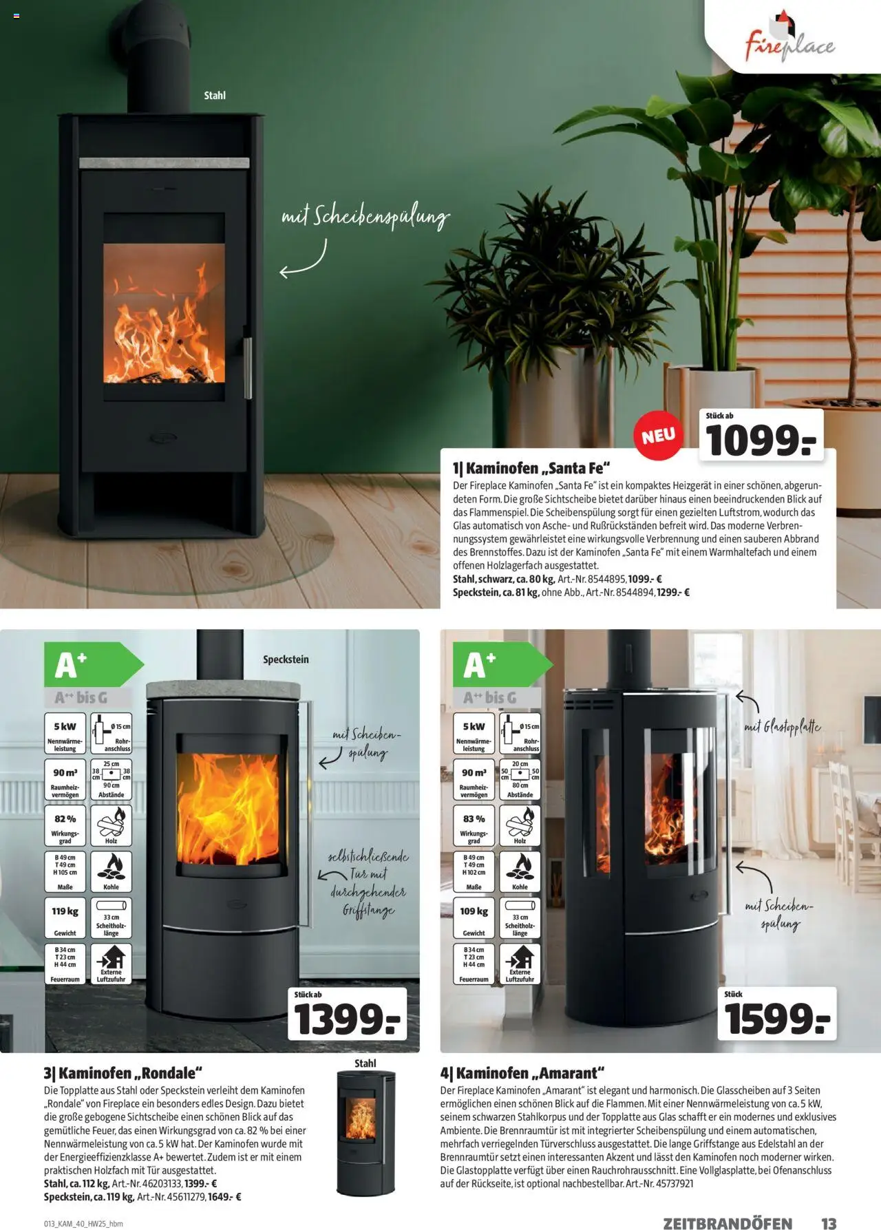 Hagebau Kaminöfen – gültig ab 07.07.2025 | Seite: 13 | Produkte: Gewicht, Tür, Spülung, Kaminofen