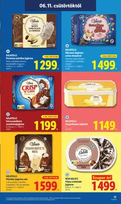 GELATELLI Prémium pálcikás jégkrém, Fehér csokoládés-kekszes / tejcsokoládés-mogyorós 4x90 ml; 1 l = 3 609 Ft - amely érvényes a következő dátumtól: 11.06.2026 | Oldal: 31