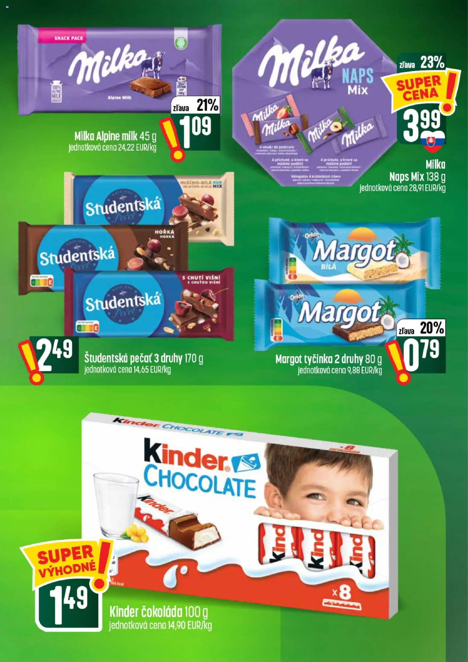 Nové COOP Jednota akcie – leták je platný od 30.07.2026 | Strana: 37 | Produkty: Kinder, Čokoláda, Študentská pečať, Milka