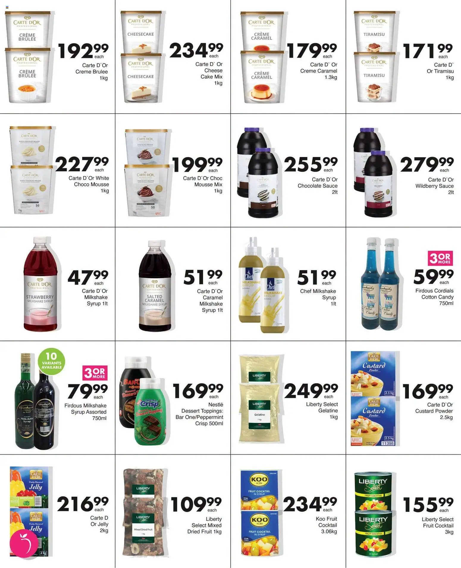 New Save catalogue – valid from 08/07/2026 | Page: 5 | Products: Custard, Pó talco, Syrup, Caramel