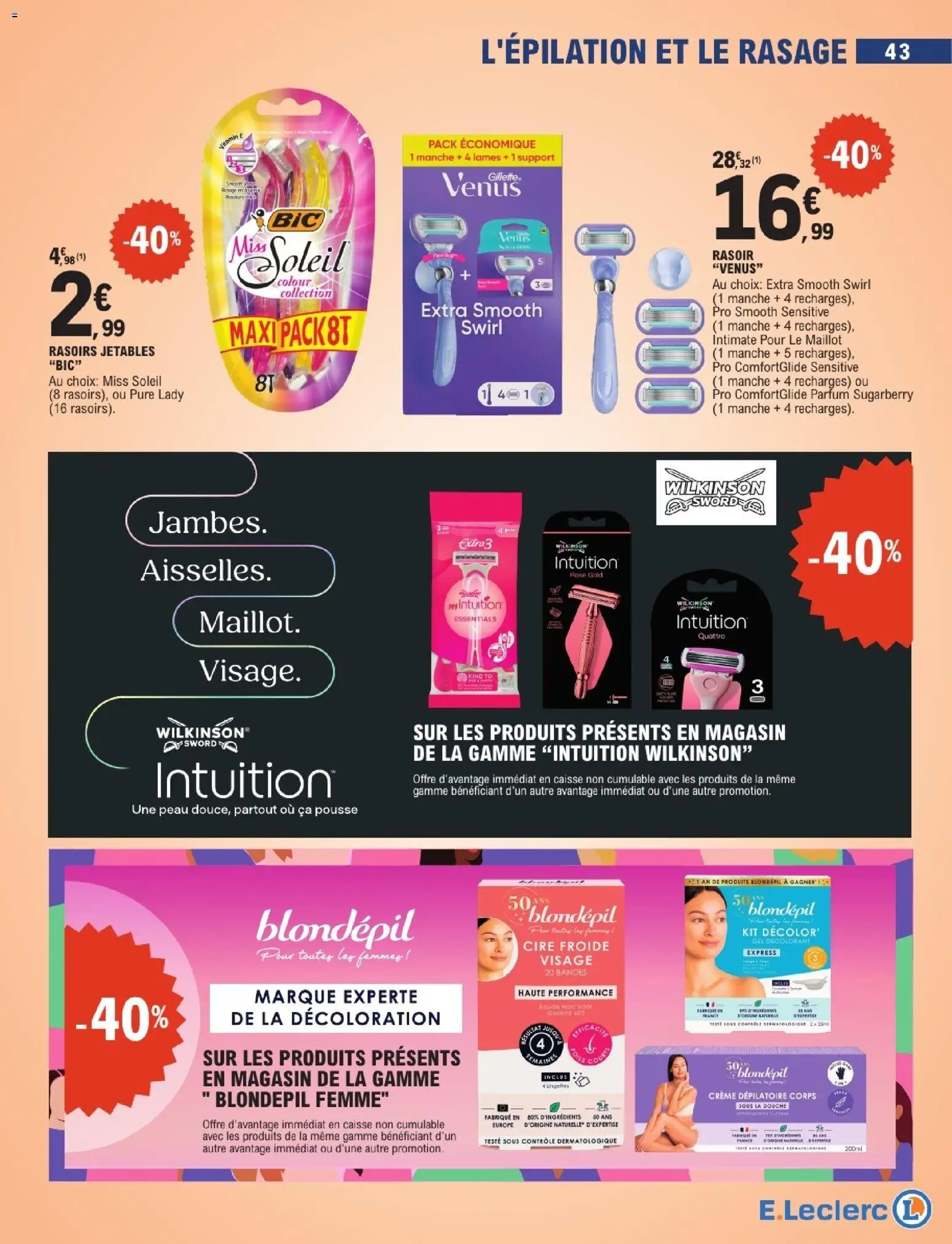 {H1} | Page: 43 | Produits: Cire, Cire froide, Crème dépilatoire, Crème