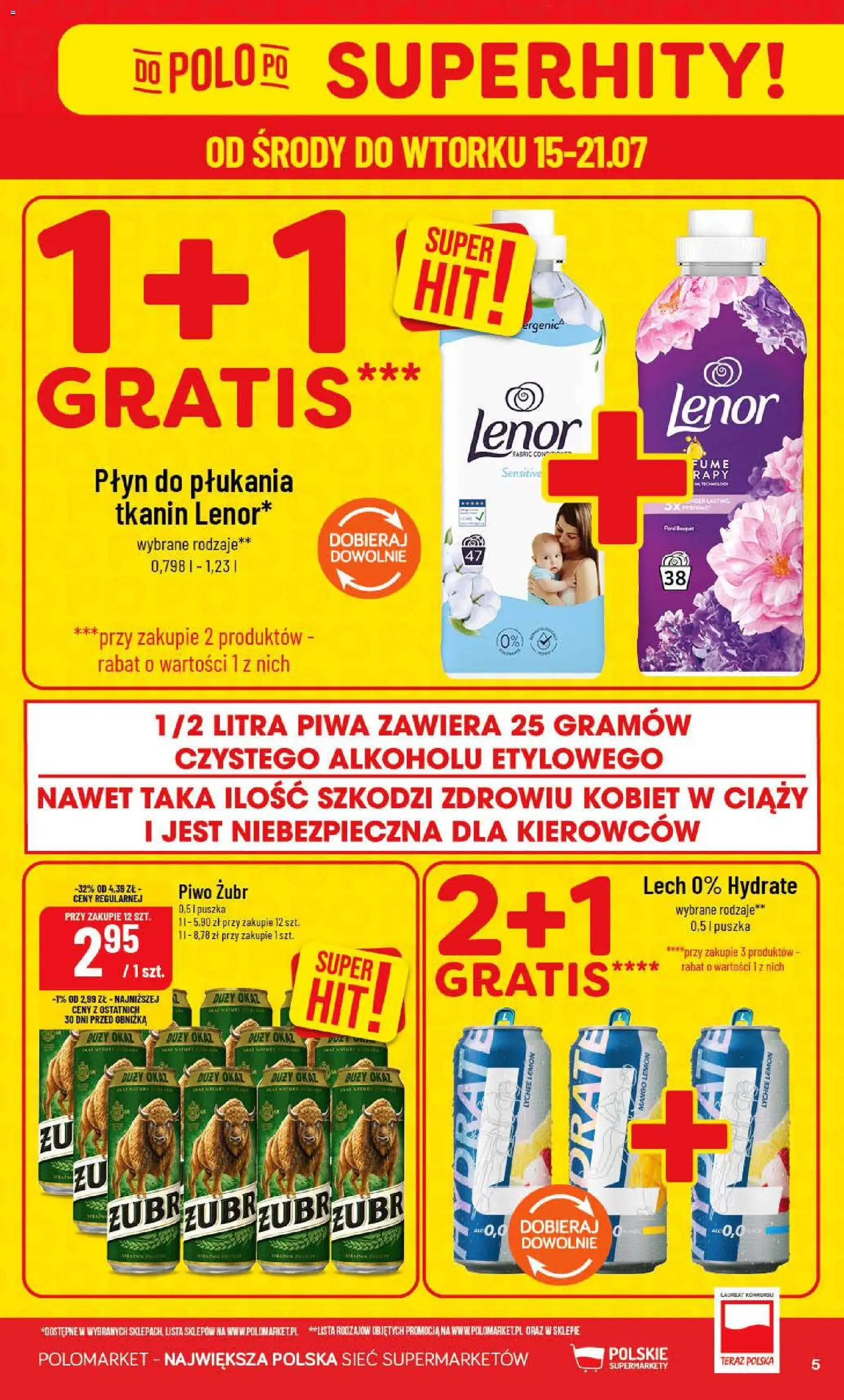 POLOmarket gazetka od 15.07.2026 | Strona: 5 | Produkty: Piwo żubr, Piwo
