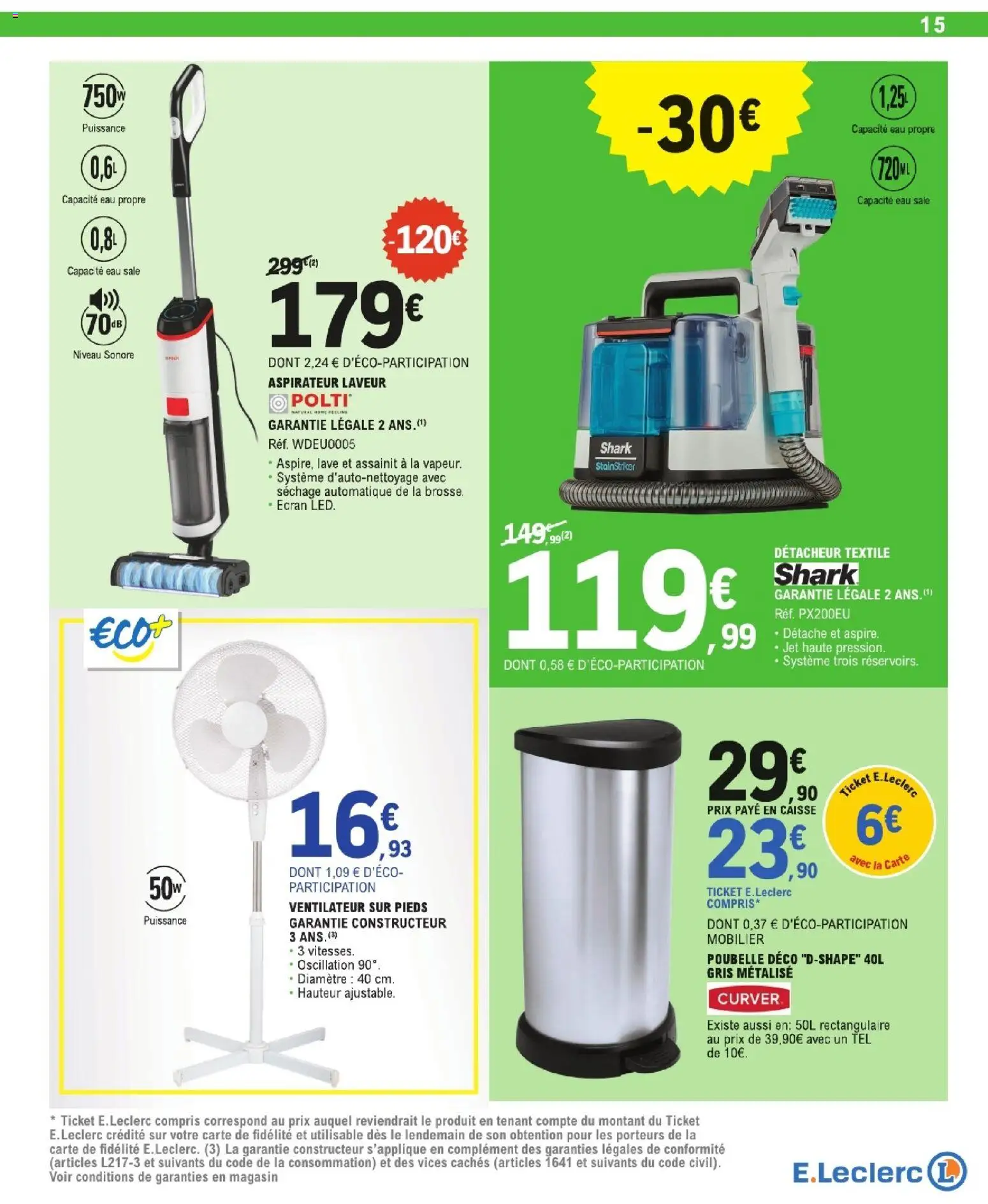 {H1} | Page: 15 | Produits: Poubelle, Aspirateur, Ventilateur, Brosse