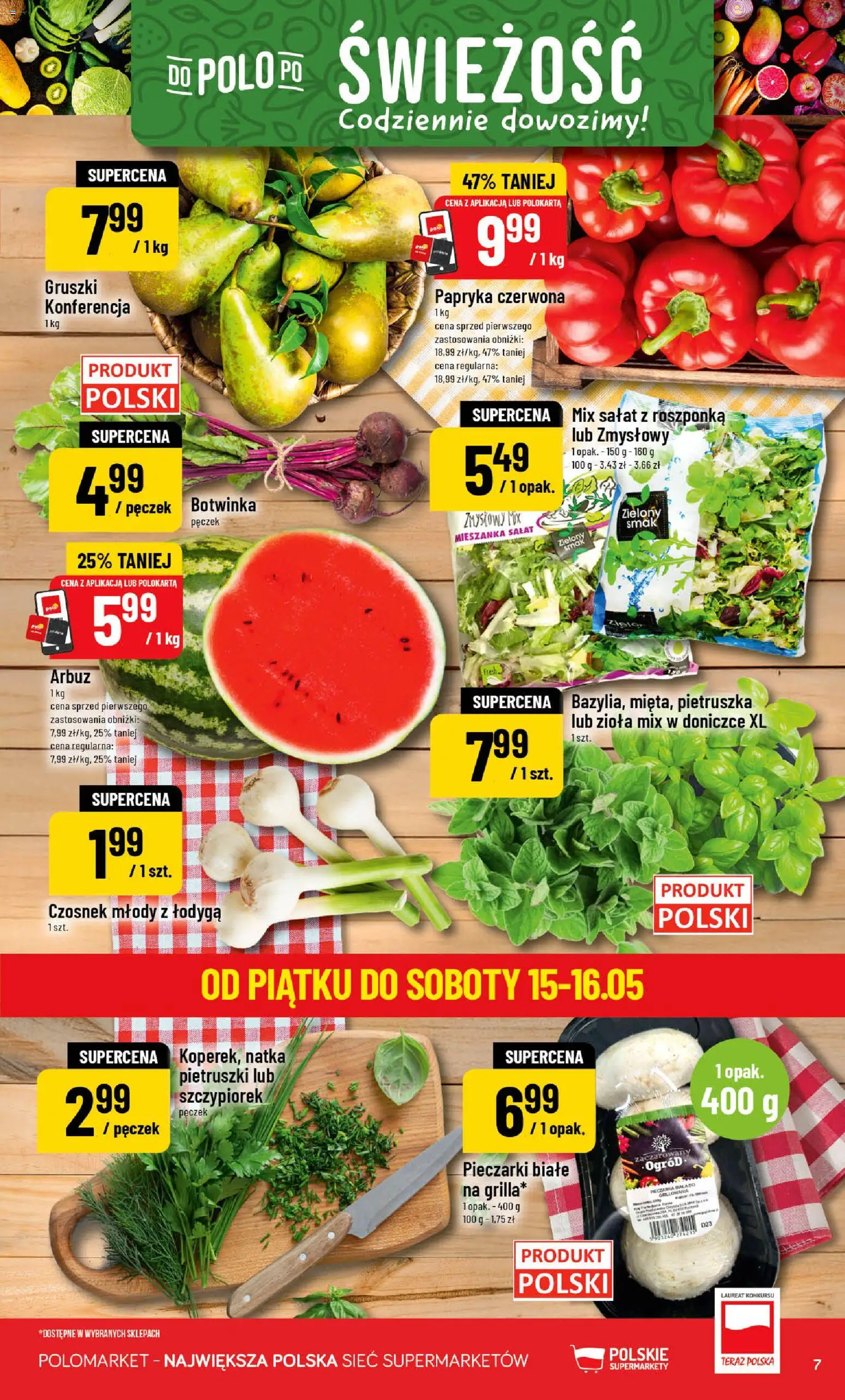 POLOmarket gazetka od 13.05.2026 | Strona: 7 | Produkty: Arbuz, Pieczarki, Pieczarki białe, Botwinka
