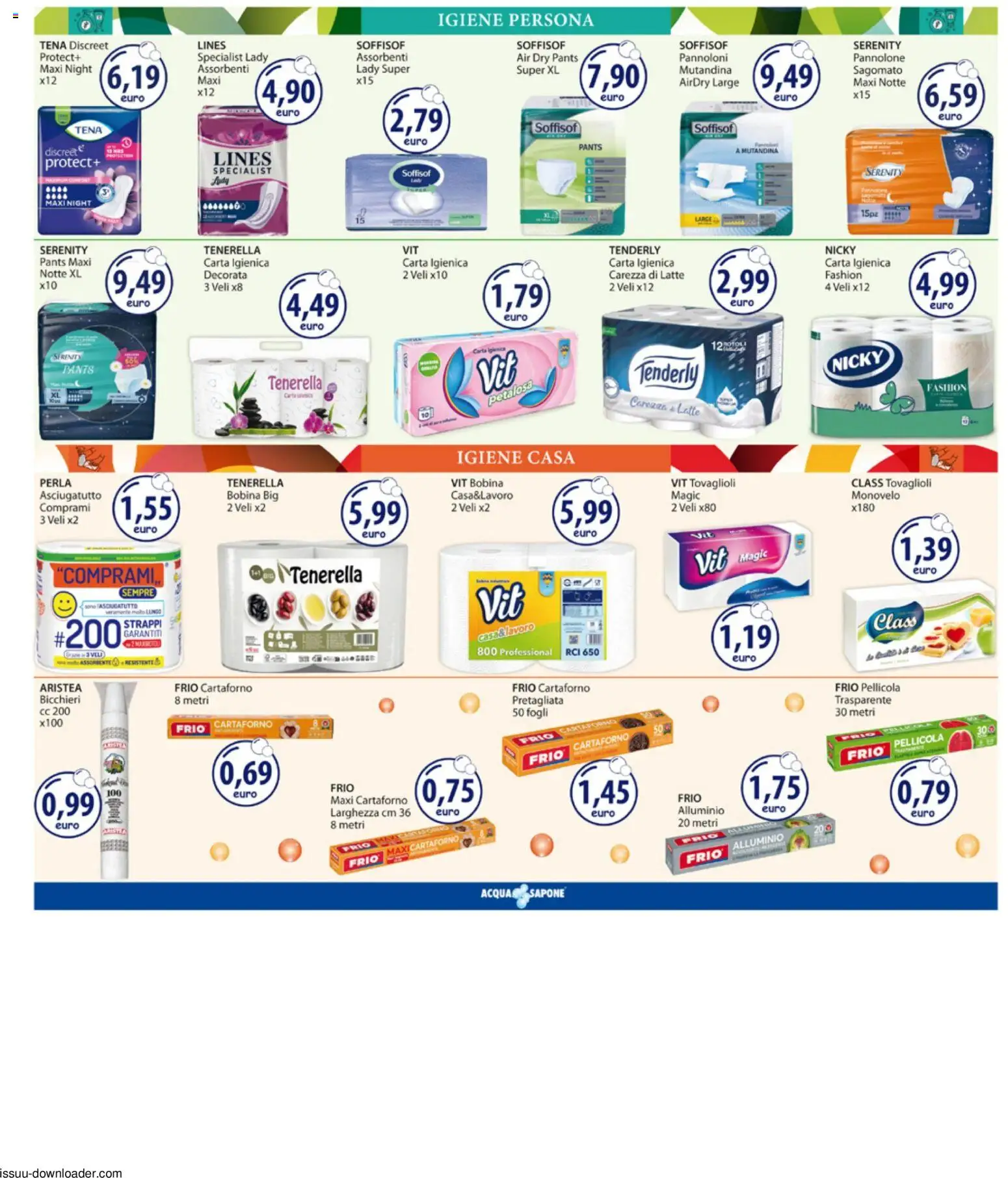 Volantino Acqua e Sapone del 29/06/2026 | Pagina: 13 | Prodotti: Carta igienica, Sapone, Pellicola, Alluminio
