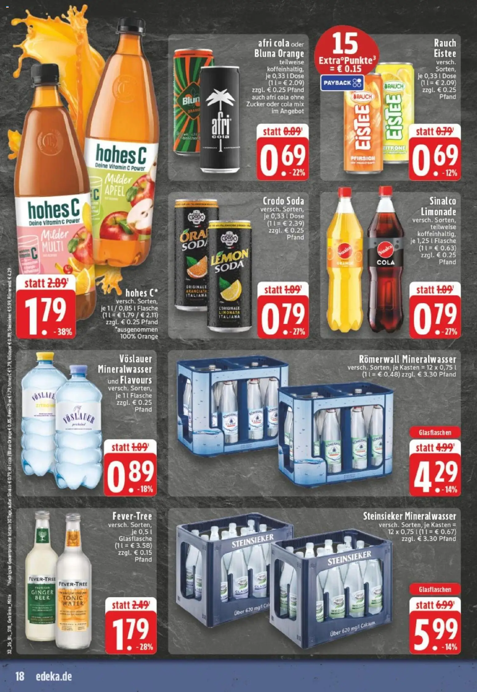 Edeka Prospekt Dortmund – gültig ab 03.08.2026 | Seite: 18 | Produkte: Sinalco, Limonade, Mineralwasser, Hohes c