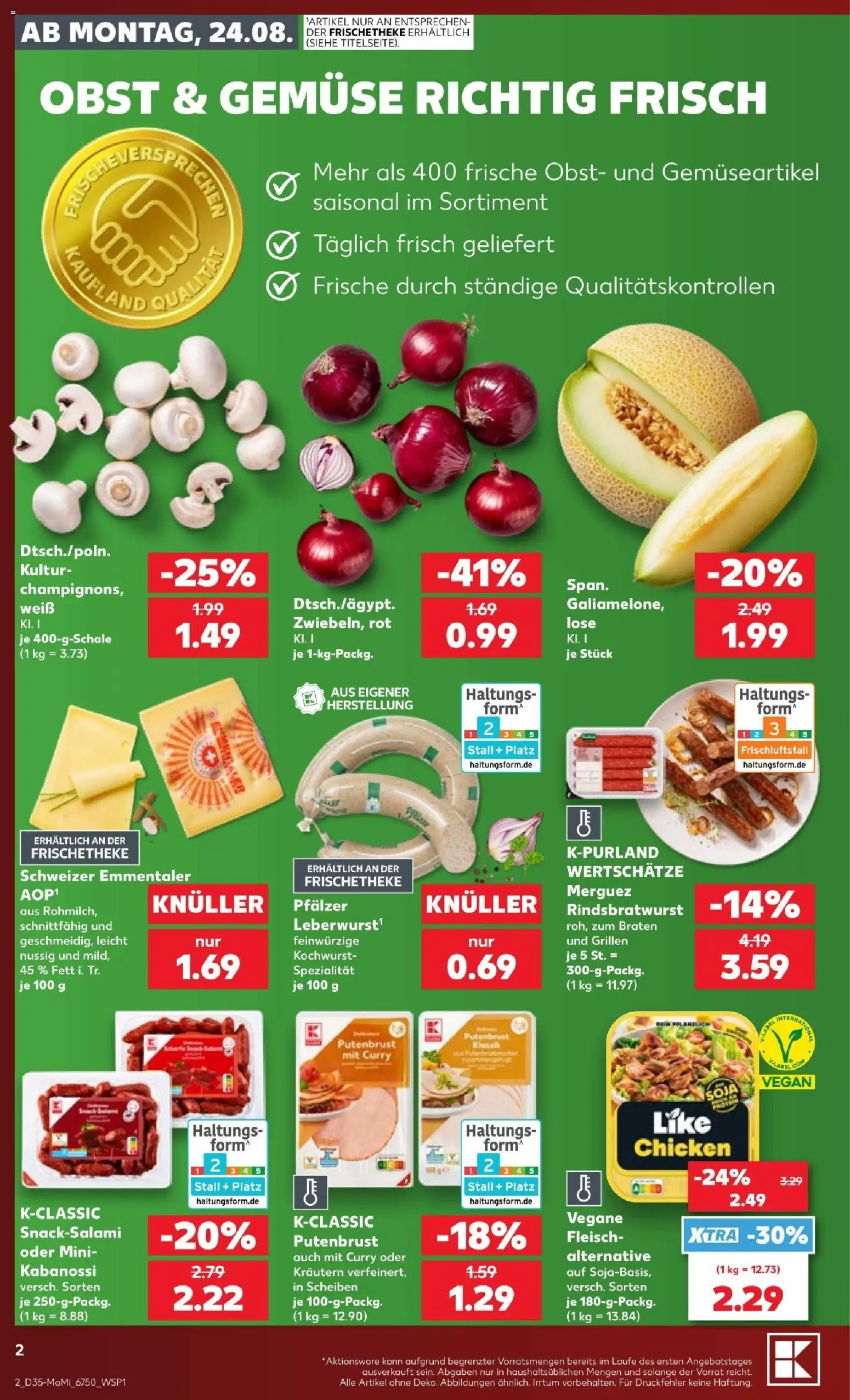 Kaufland Prospekt Potsdam – gültig ab 24.08.2026 | Seite: 2 | Produkte: Putenbrust, Gemüse, Obst, Fleisch