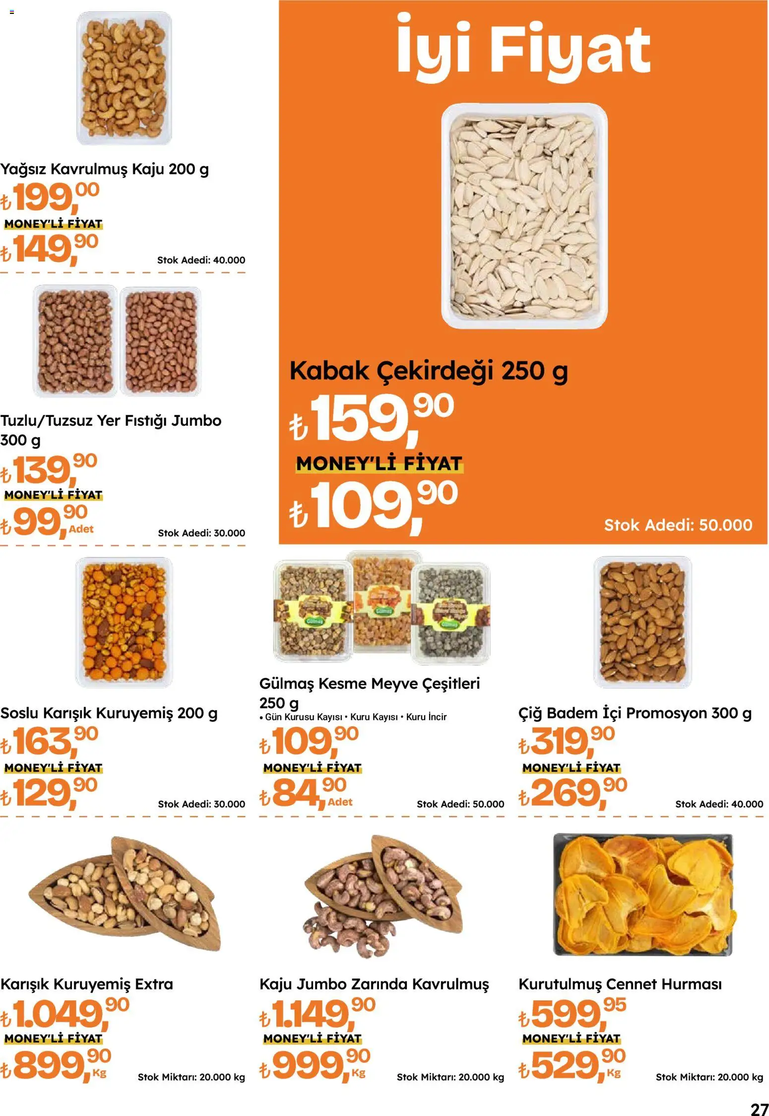 Migros Katalog - 5M Migroskop Dijital - 05 Ekim 2026 tarihinden itibaren geçerlidir | Sayfa: 27 | Ürünler: Kabak, Badem, Yer fıstığı, Cennet hurması