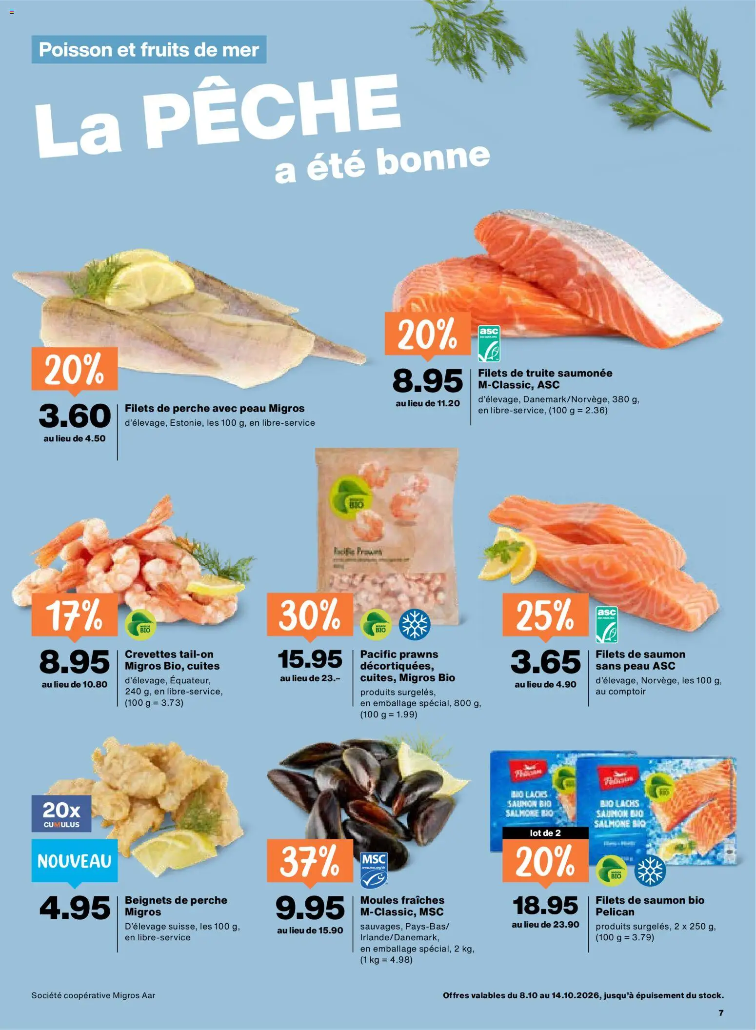 Migros aktionen FR – gültig ab 08.10.2026 | Seite: 7 | Produkte: Lachs