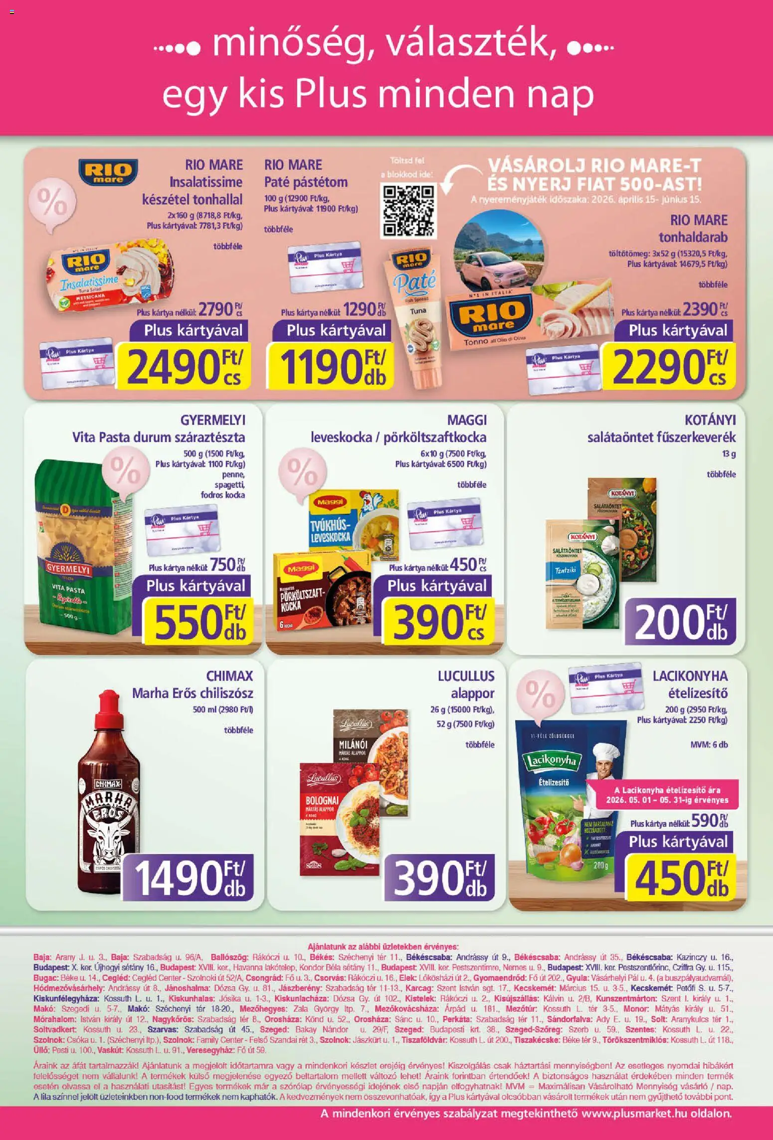Plus Market akciós ujság - amely érvényes a következő dátumtól: 07.05.2026 | Oldal: 8 | Termékek: Fűszerkeverék, Chiliszósz, Száraztészta, Ételízesítő