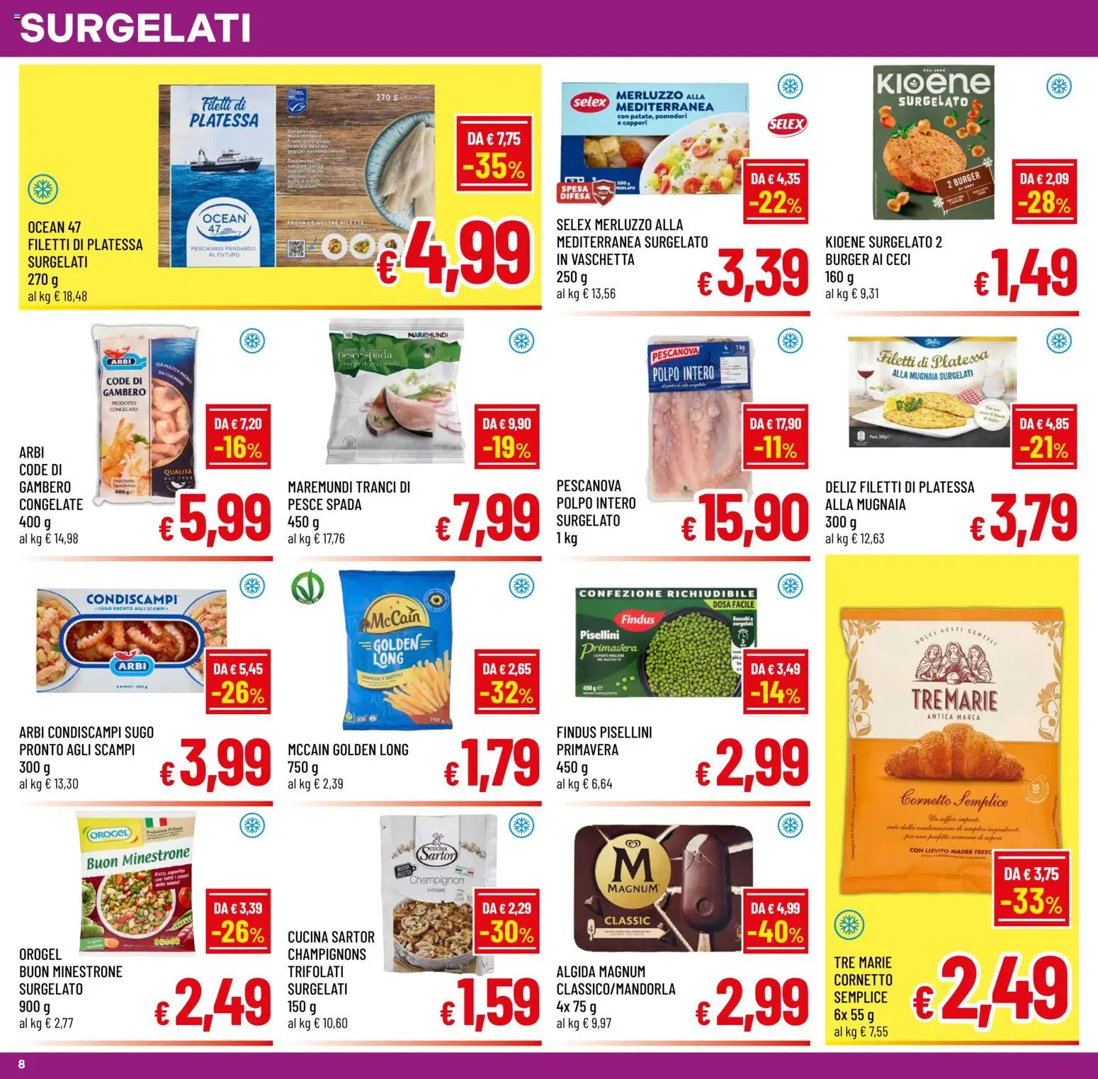 Volantino A&O del 30/09/2026 | Pagina: 8 | Prodotti: Merluzzo, Ceci, Pomodori, Pesce spada