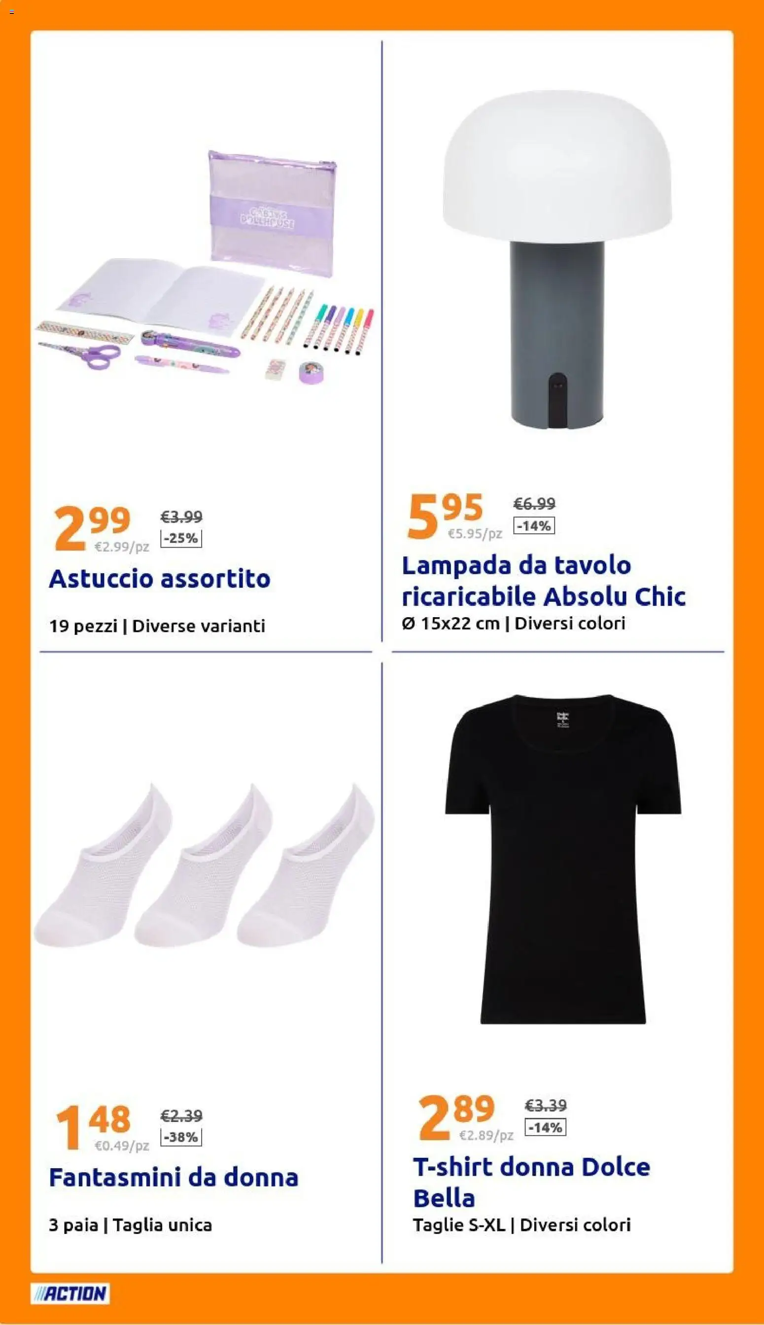 Volantino Action del 22/07/2026 | Pagina: 32 | Prodotti: Fantasmini, Astuccio, Tavolo, Lampada