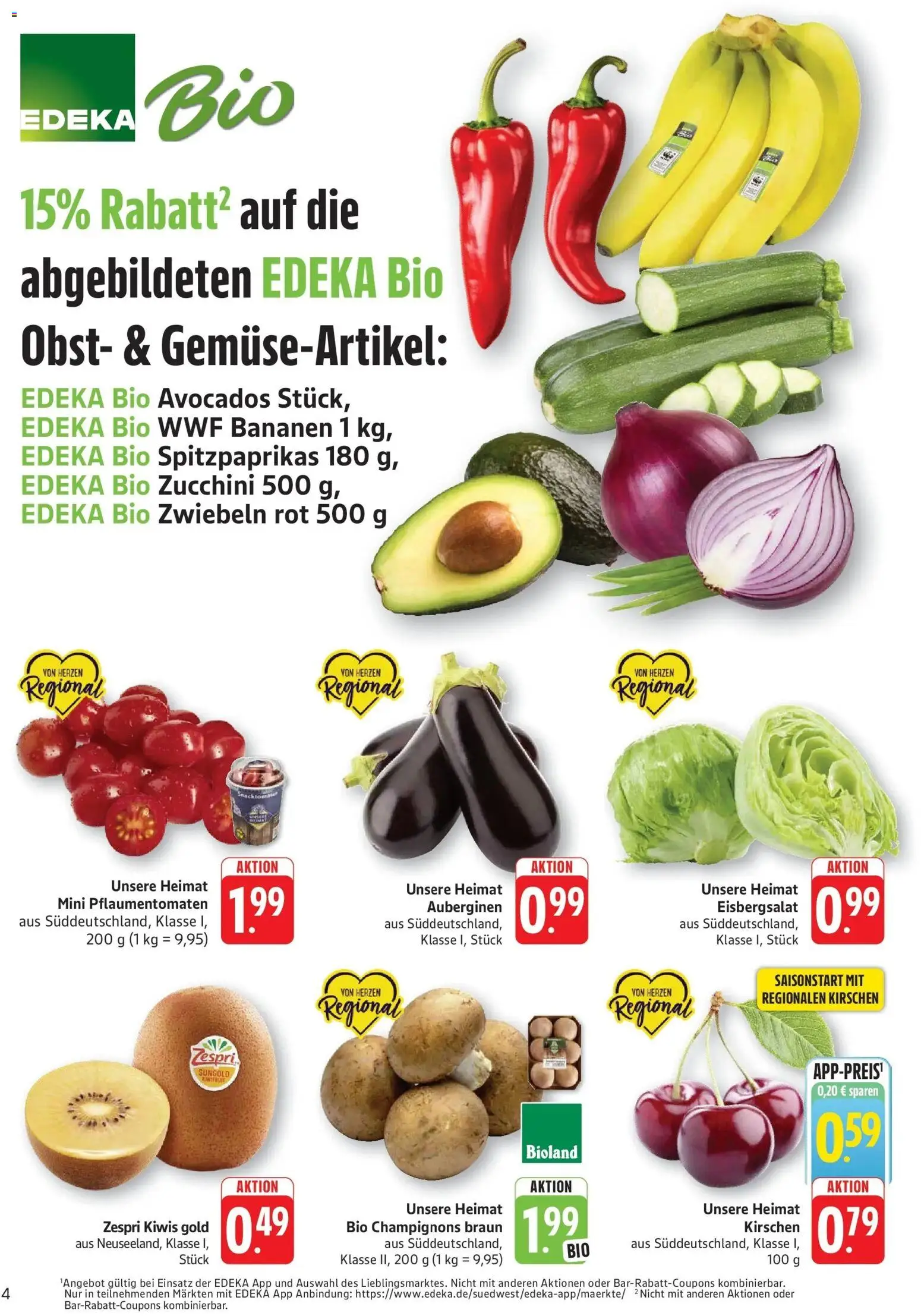 Edeka prospekt Kröppen – gültig ab 08.06.2026 | Seite: 4 | Produkte: Bananen, Champignons, Zucchini, Kiwi
