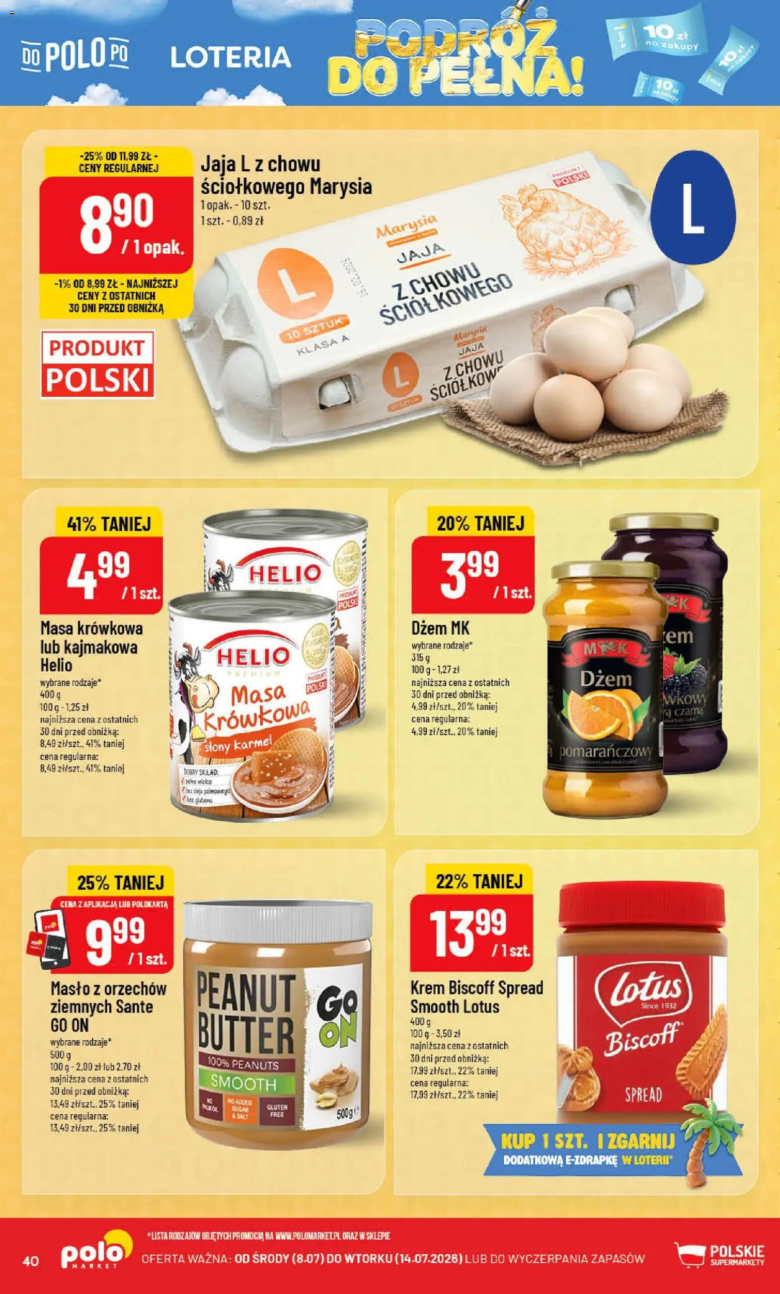 POLOmarket gazetka od 08.07.2026 | Strona: 40 | Produkty: Dżem, Mleko, Masło, Krem