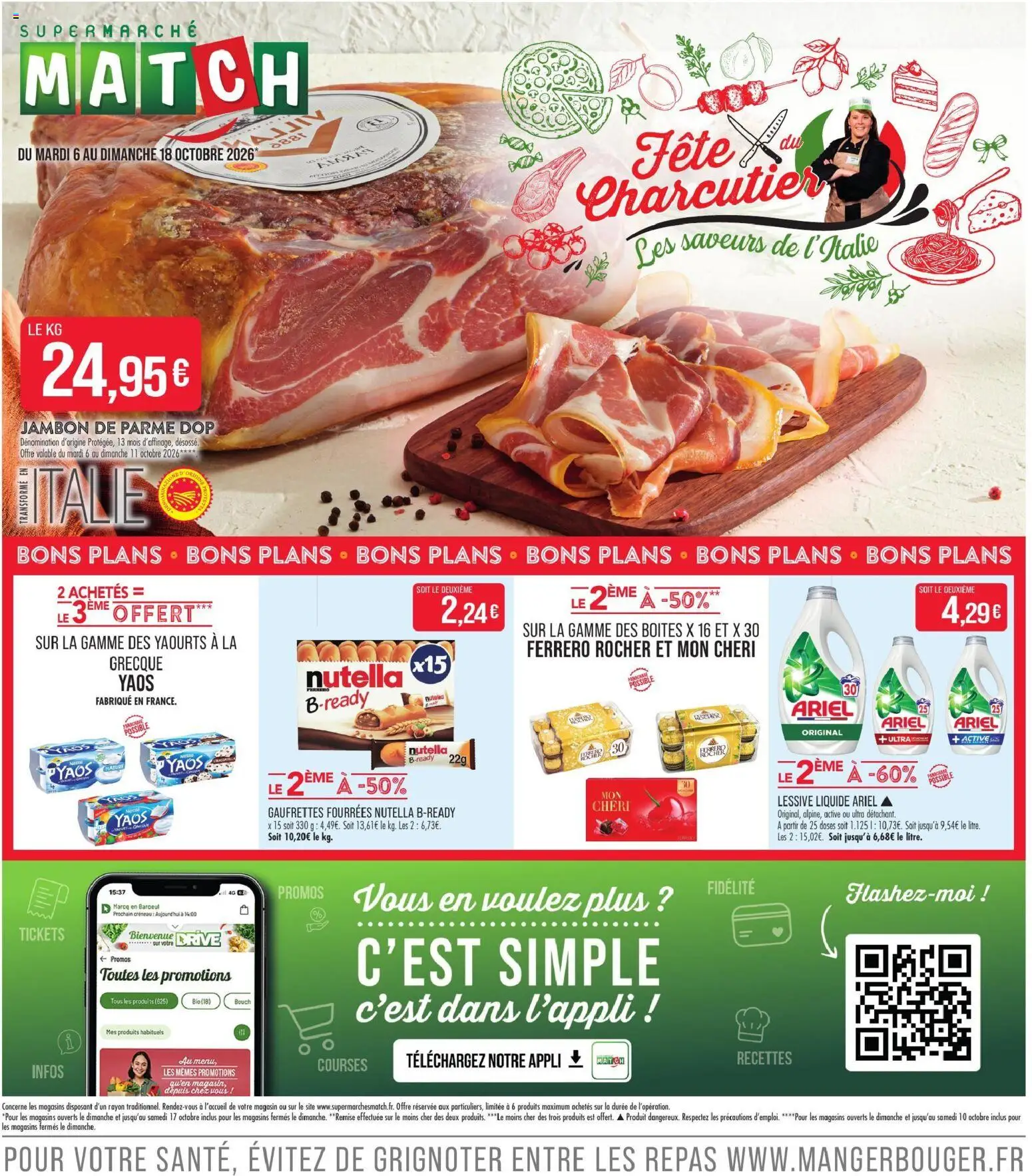 {H1} | Page: 1 | Produits: Lessive Liquide Ariel, Nutella, Mon Chéri, Jambon