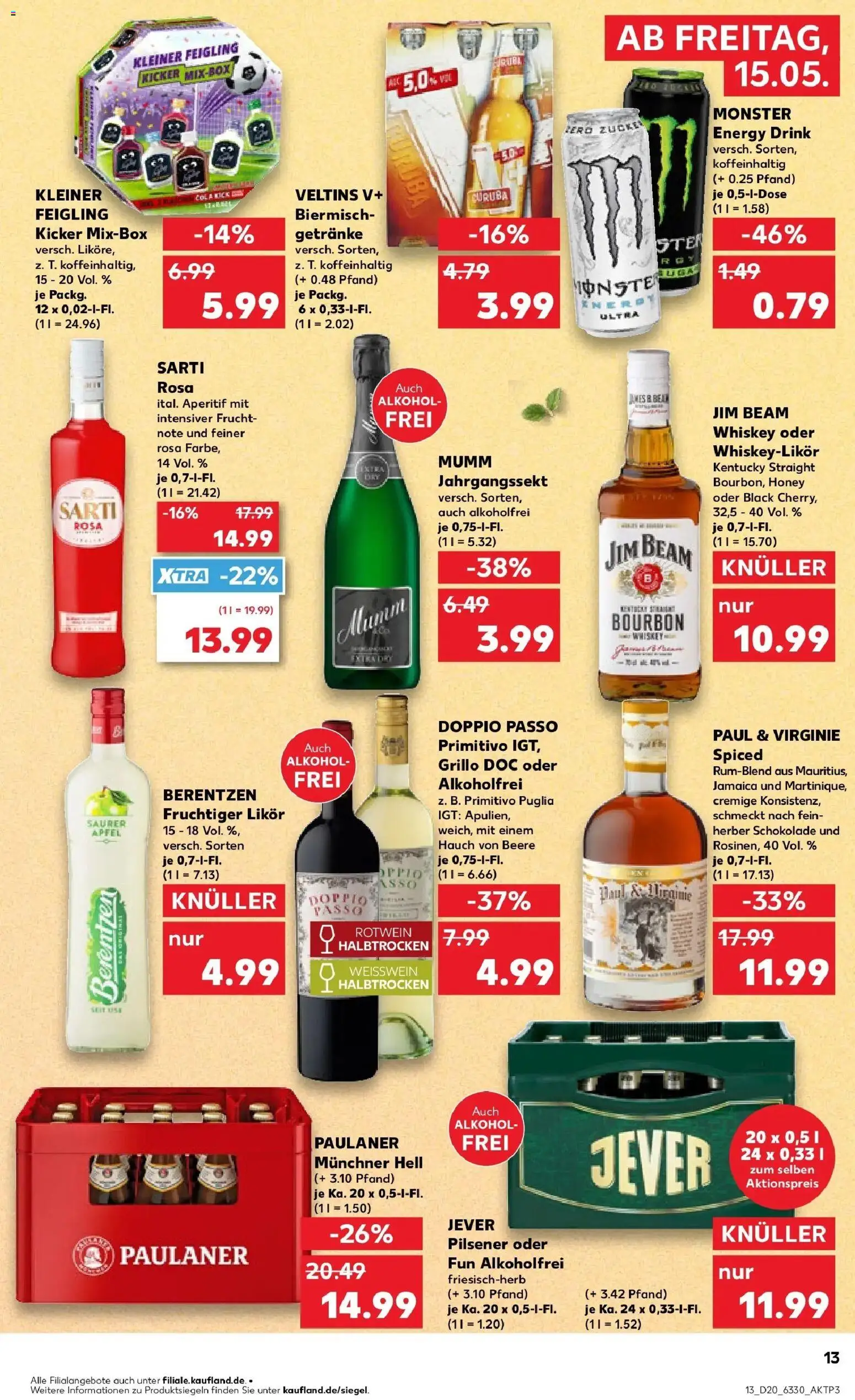 Kaufland Prospekt Hamburg – gültig ab 15.05.2026 | Seite: 13 | Produkte: Weißwein, Doppio passo primitivo, Äpfel, Bourbon