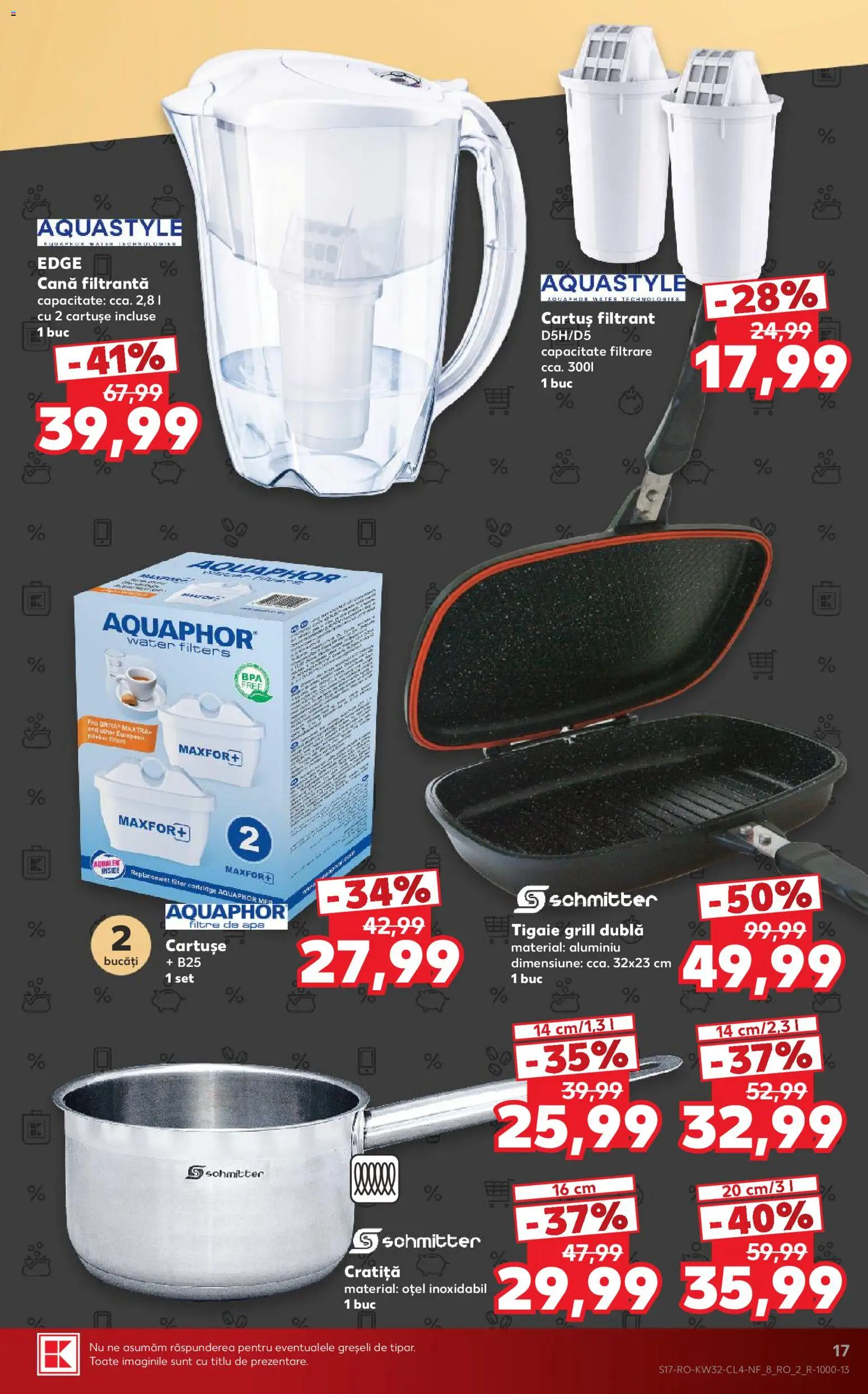 Noul catalog Kaufland – valabil de la 05.08.2026 | Pagină: 17 | Produse: Tigaie, Cratiță, Grill, Apă