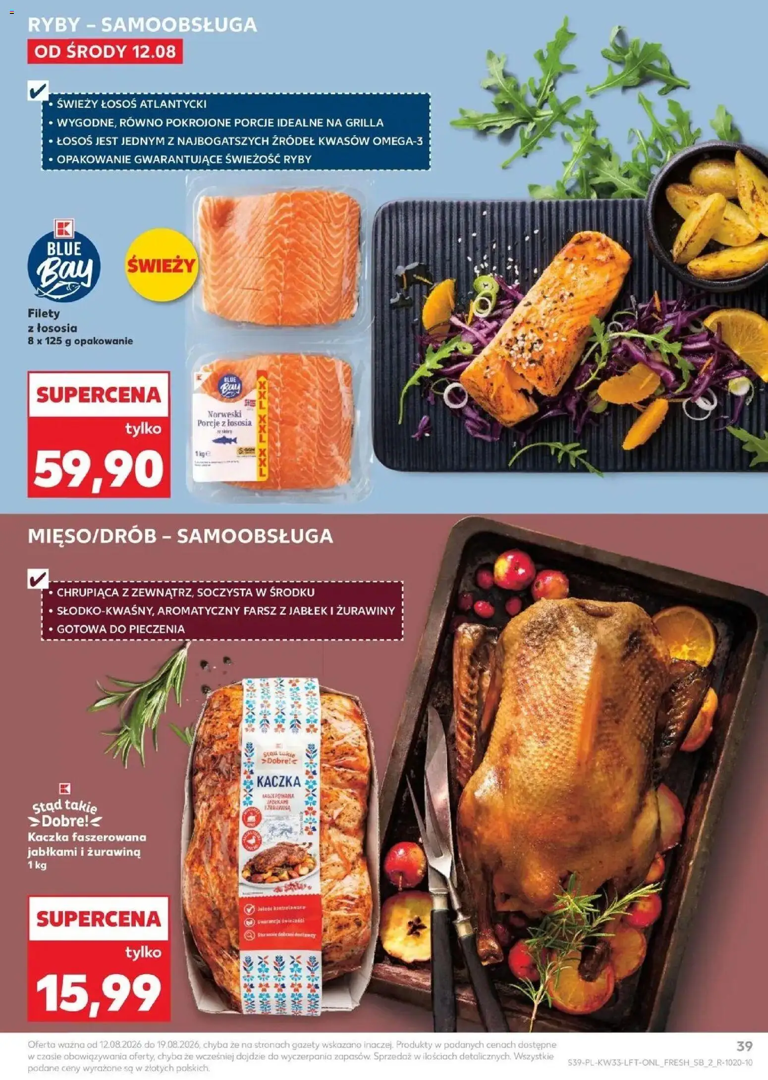 Kaufland - Kaufland Gazetka Tygodnia ważne do 19.08 od 12.08.2026 - od jutra PDF | Strona: 39 | Produkty: Łosoś atlantycki, Kaczka, Gazety, Kaczka faszerowana