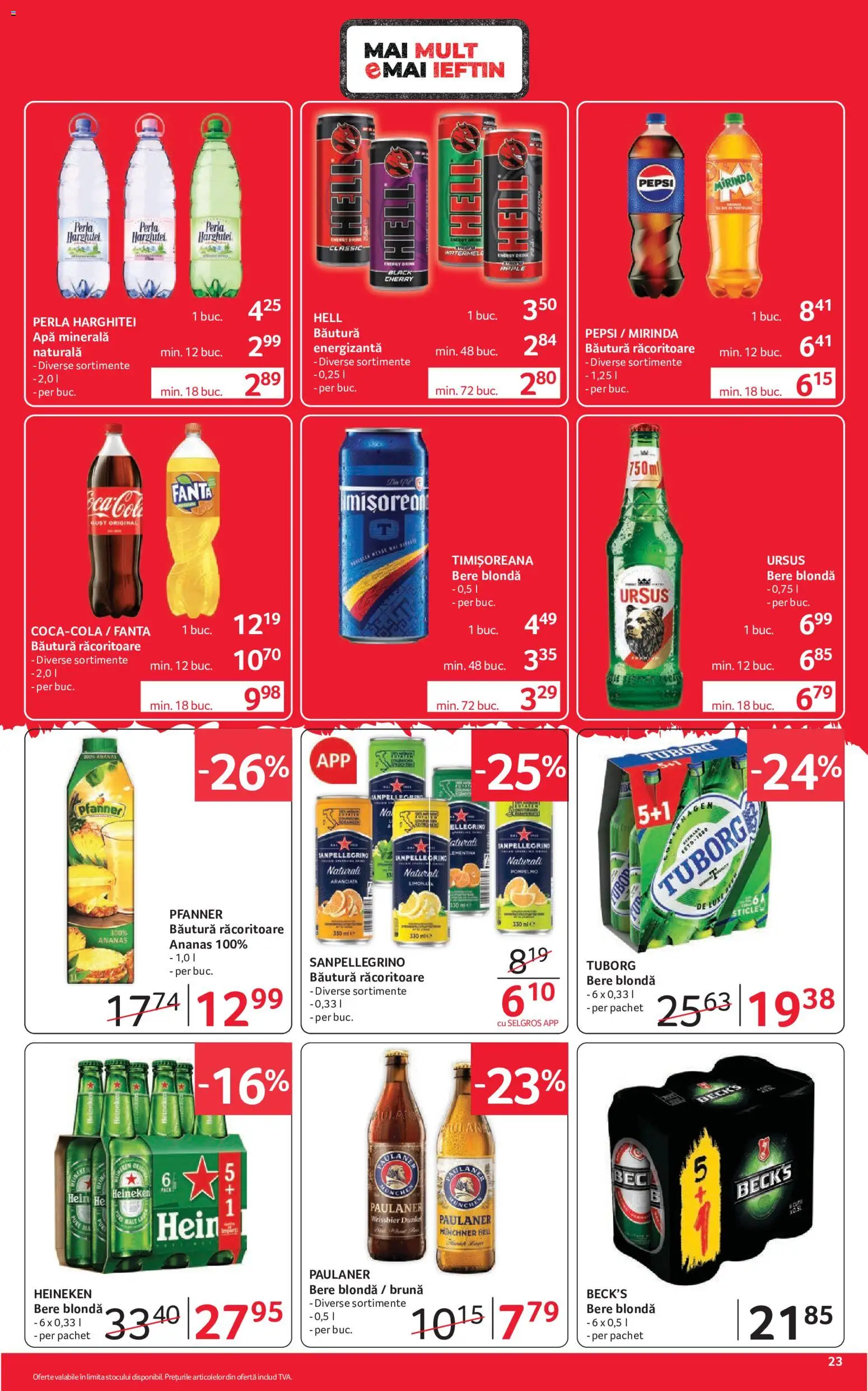 Noul catalog Selgros – valabil de la 02.10.2026 | Pagină: 23 | Produse: Apa minerala, Apple, Bere, Apă