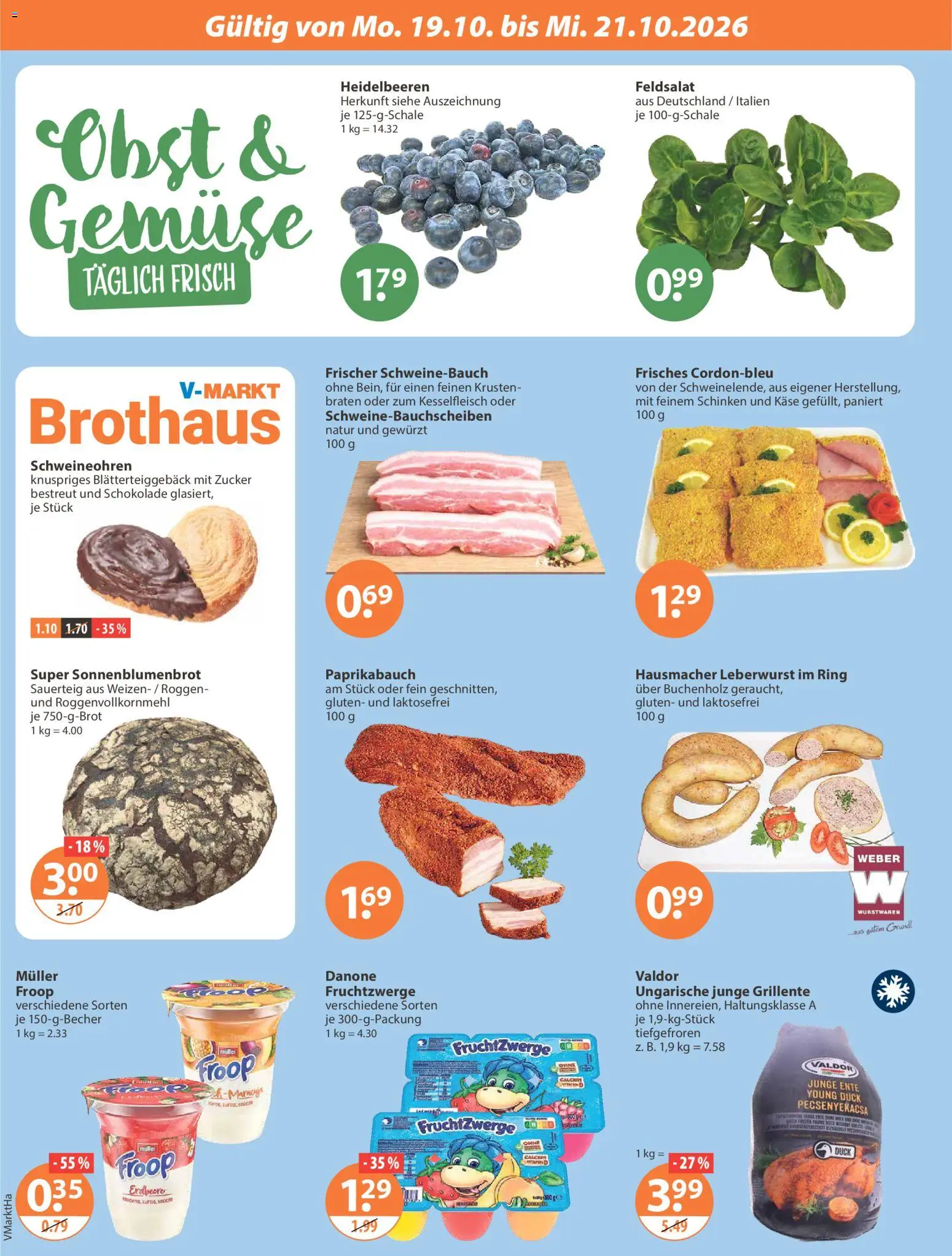 V-Markt Angebote – gültig ab 15.10.2026 | Seite: 20 | Produkte: Schokolade, Heidelbeeren, Gemüse, Obst