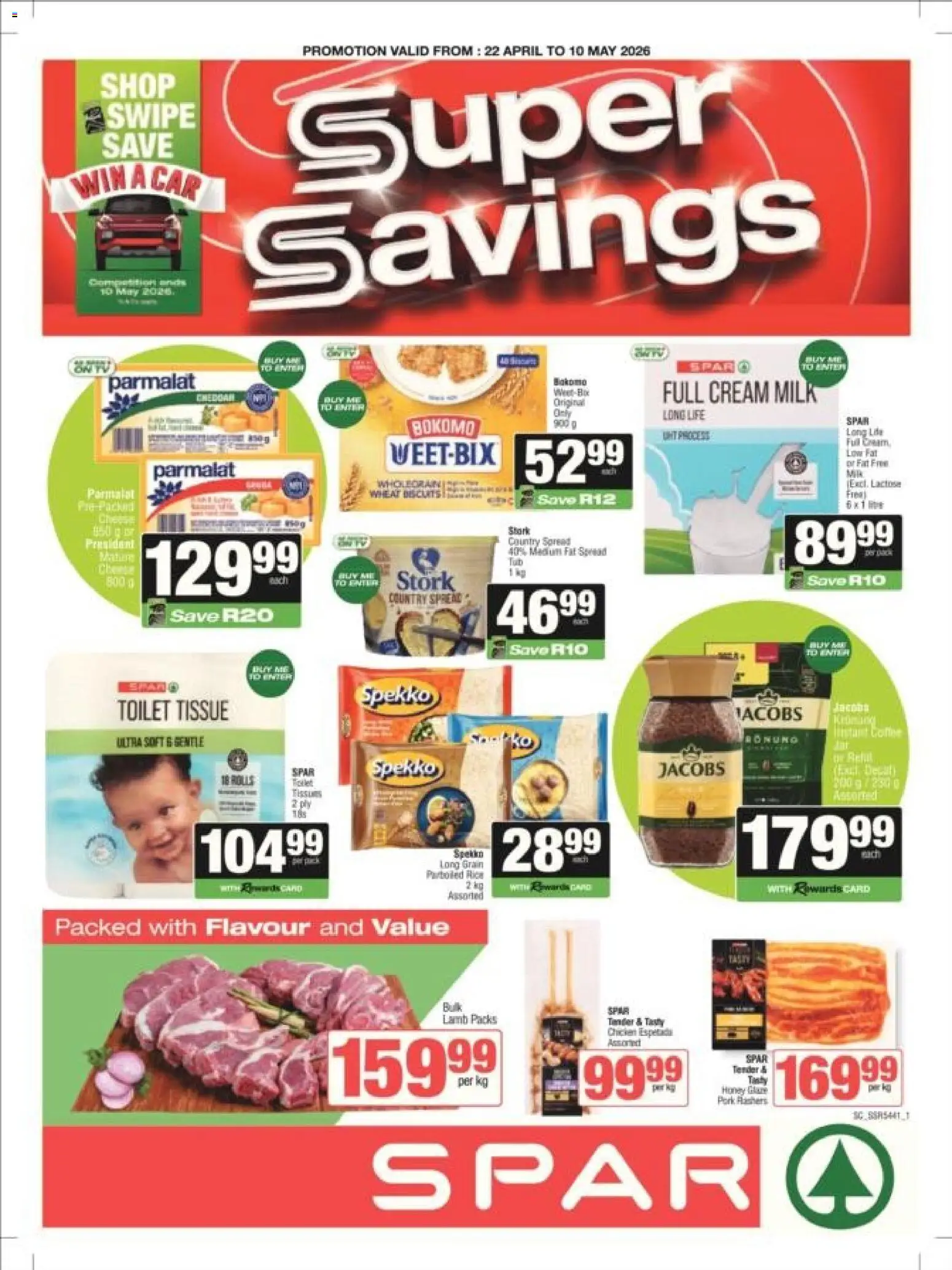 New Spar catalogue – valid from 22.04.2026 | Page: 1 | Products: Toilet, Biscuits, Rice, Cream