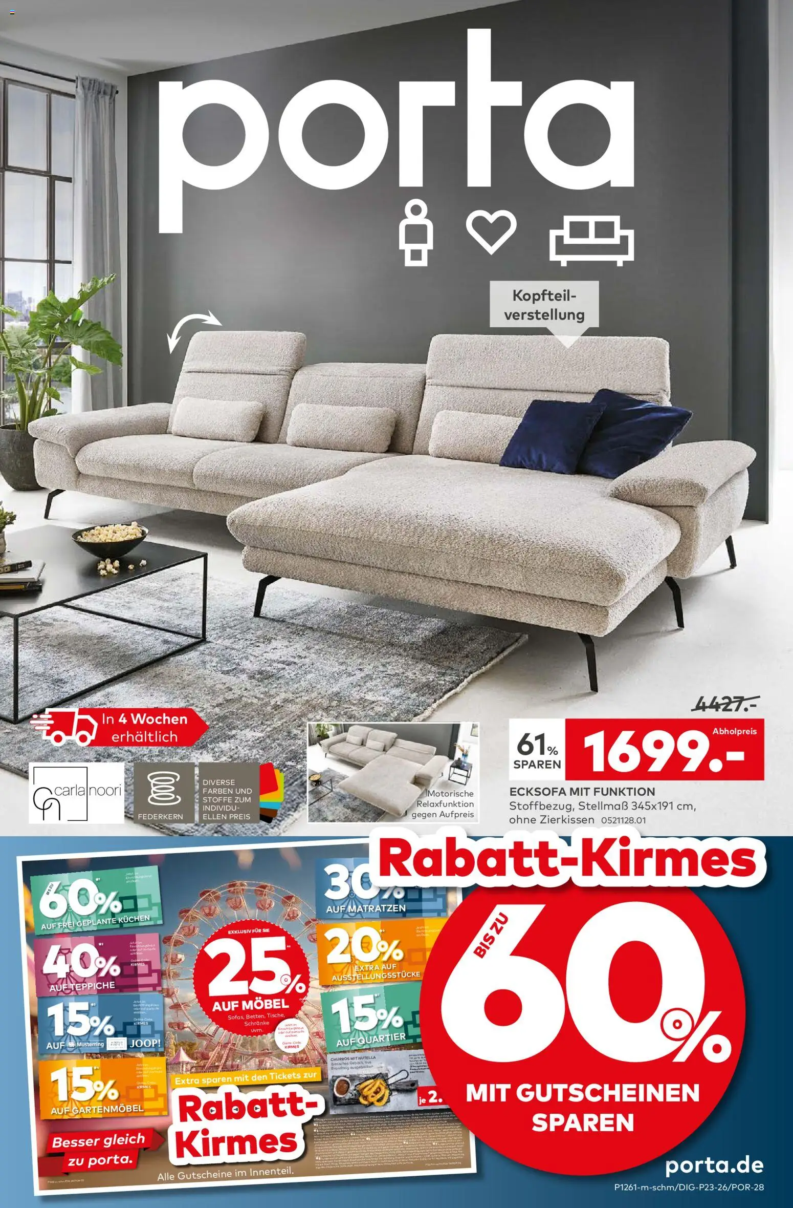 Porta! Prospekt – gültig ab 08.06.2026 | Seite: 1 | Produkte: Ecksofa, Gartenmöbel, Nutella, Kuchen