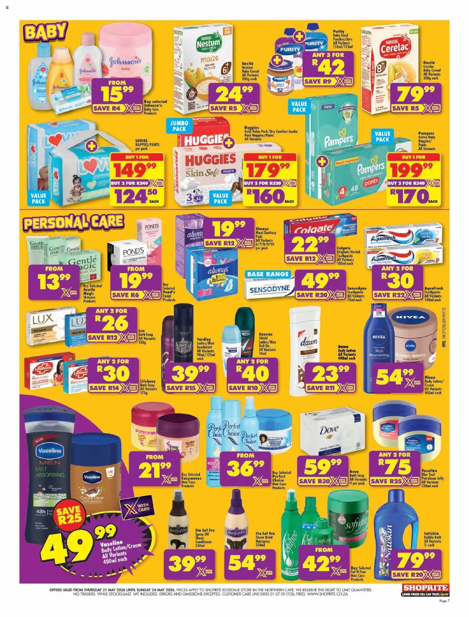 New Shoprite catalogue – valid from 21.05.2026 | Page: 7 | Products: Multivitamins, Conditioner, Cream, Baby food
