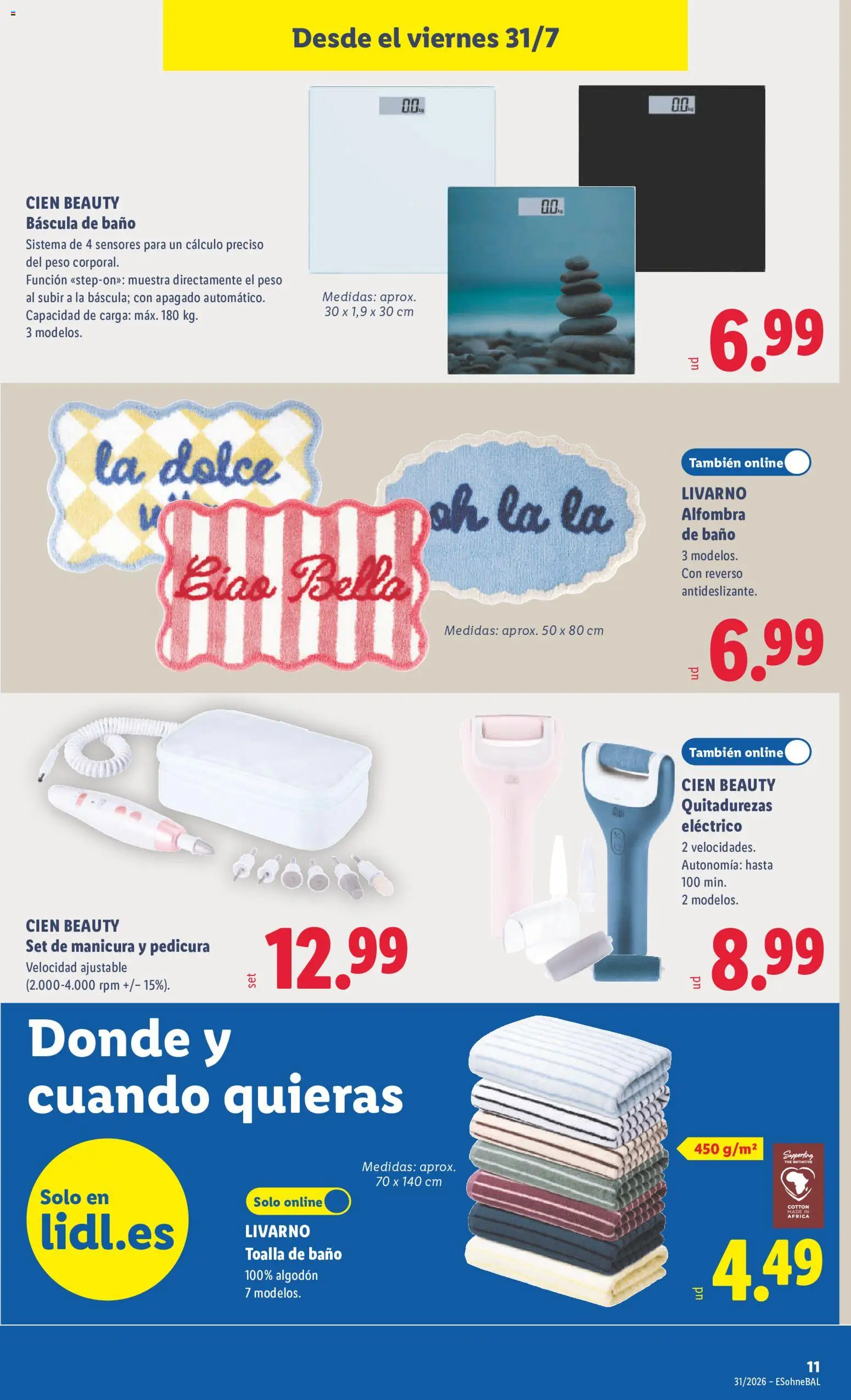 Lidl folleto de bazar │ válido desde el 27/07/2026 | Página: 29 | Productos: Toalla de baño, Peso, Baño, Alfombra