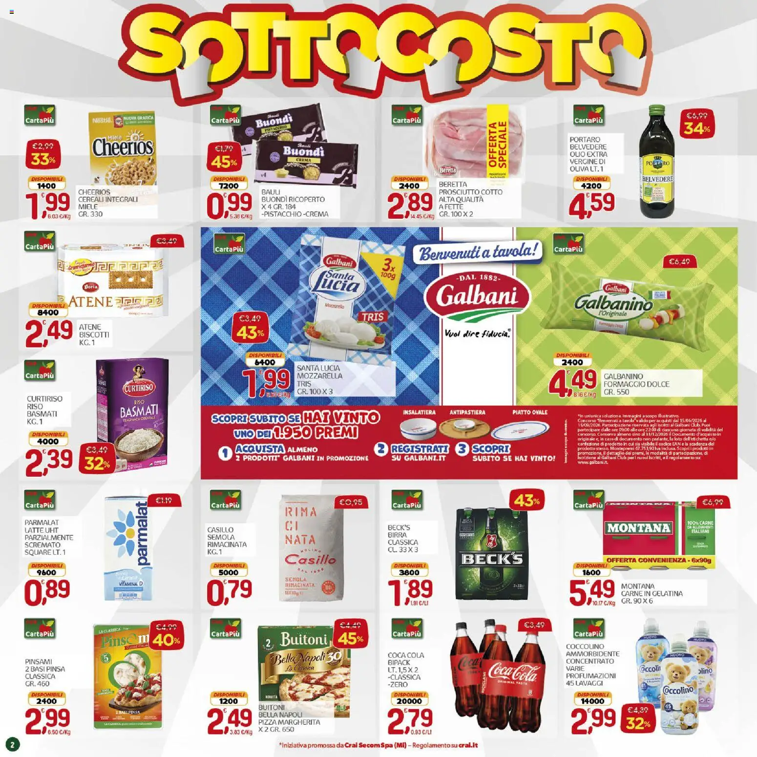 Volantino CRAI del 03/09/2026 | Pagina: 2 | Prodotti: Pistacchio, Biscotti, Carne, Ferro
