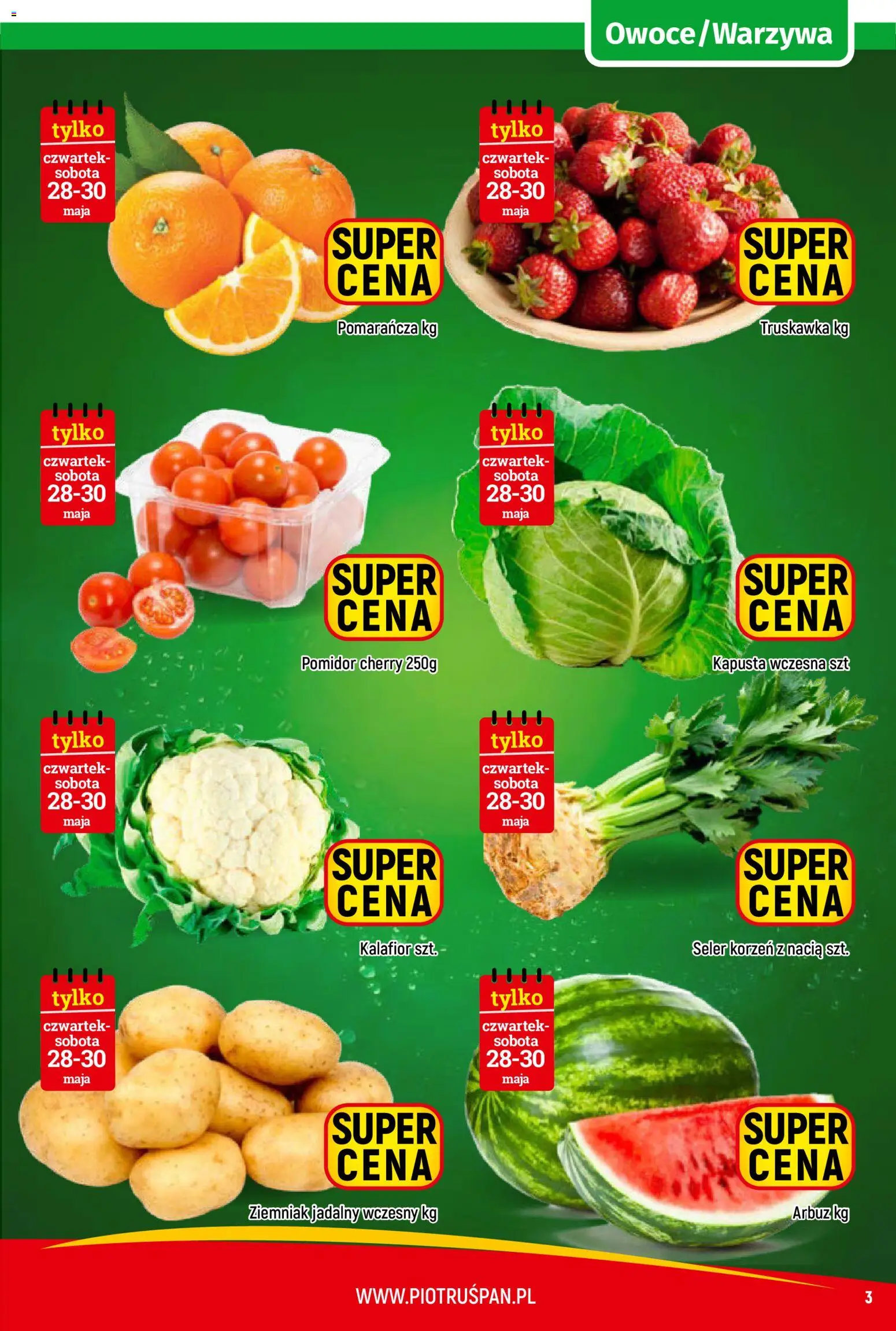 Piotruś Pan gazetka od 21.05.2026 | Strona: 3 | Produkty: Kapusta, Arbuz, Kalafior, Pomidor cherry